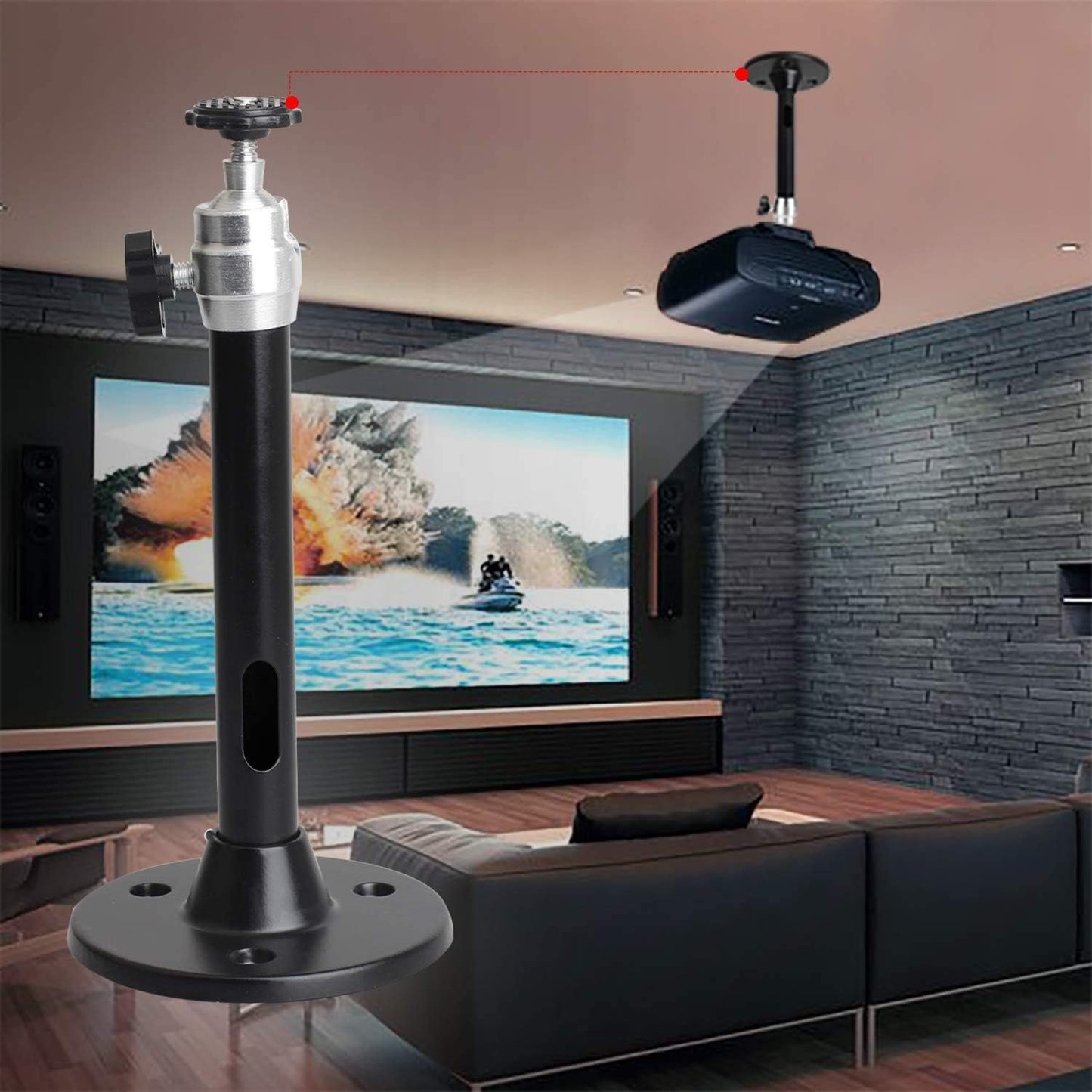 Mini Ceiling Wall Projector Mount Stand Compatible with QKK, DR.J, DBPOWER, Anker, VANKYO, AAXA, Jinhoo, PVO, TMY, Auking and Most Other Mini Projector (175Mm, Black)