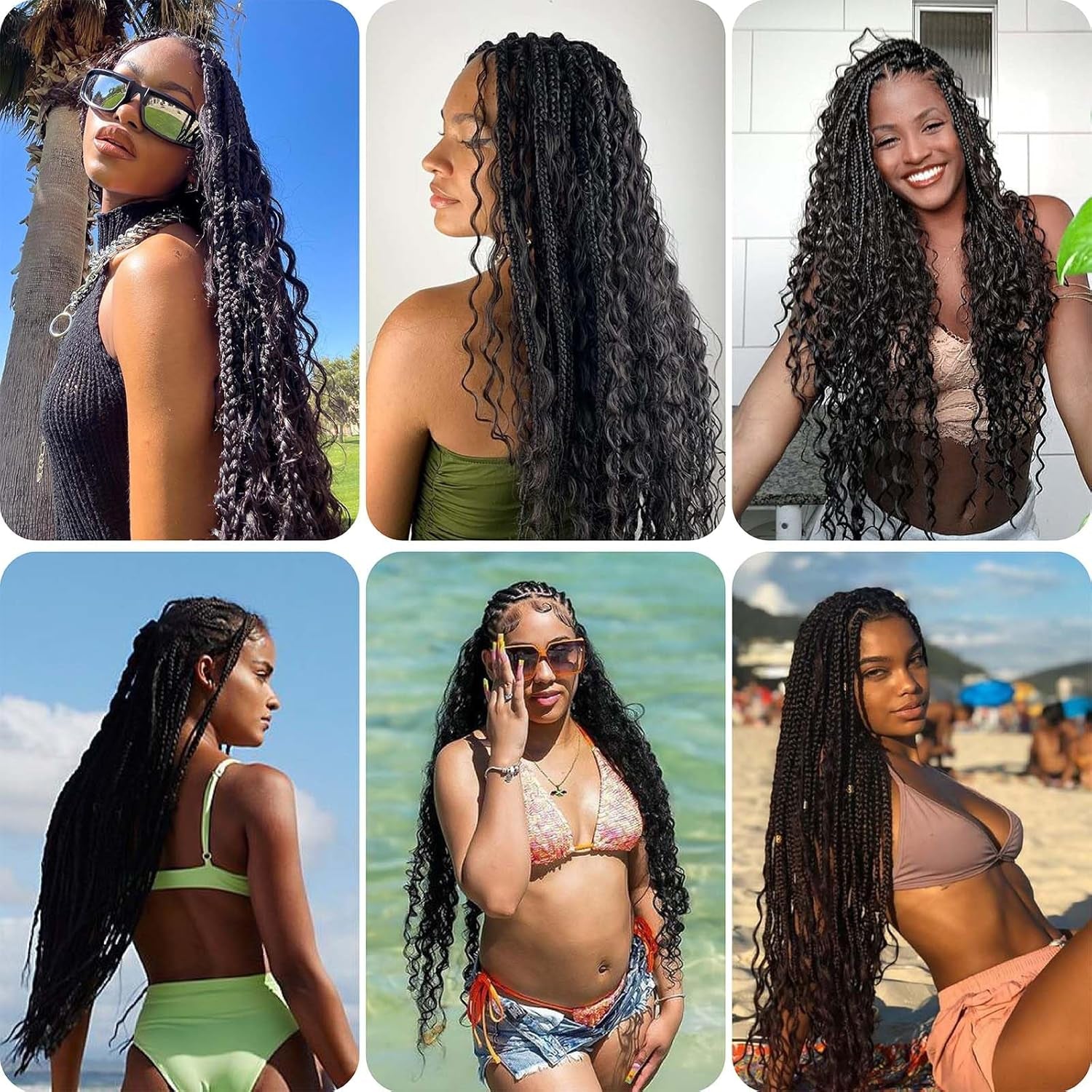 Human Braiding Hair for Boho Braids Human Hair Water Wave 20 Inch 2 Bundles 100G Wet and Wavy Human Hair for Boho Knotless Braids Bulk Boho Human Hair Extensions (Natural Color, 20 Inch)
