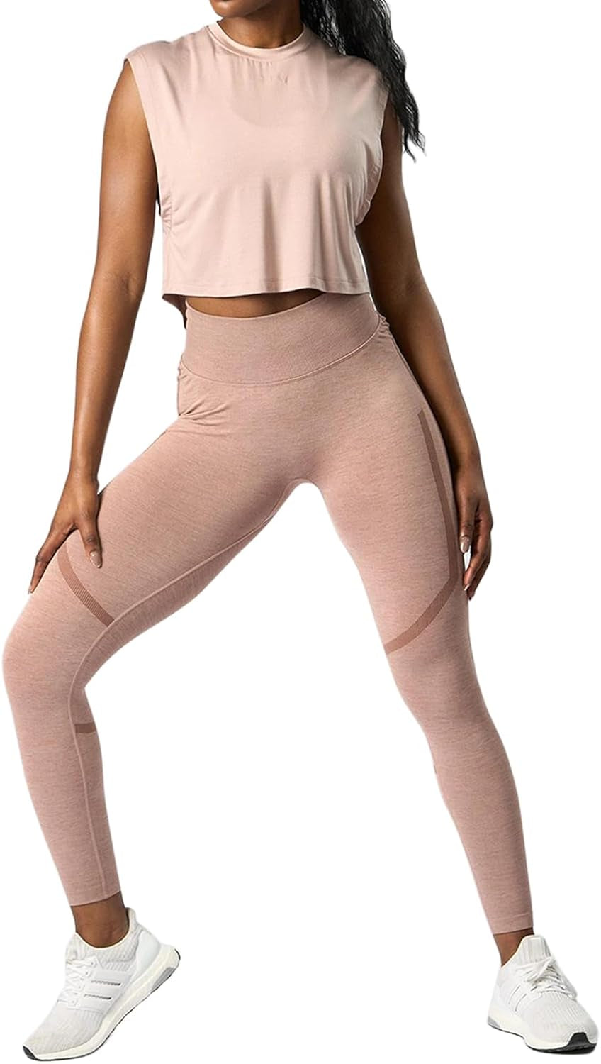 Scrunch Butt Lifting Seamless Leggings for Women High Waisted Tummy Control Striped Workout Pants