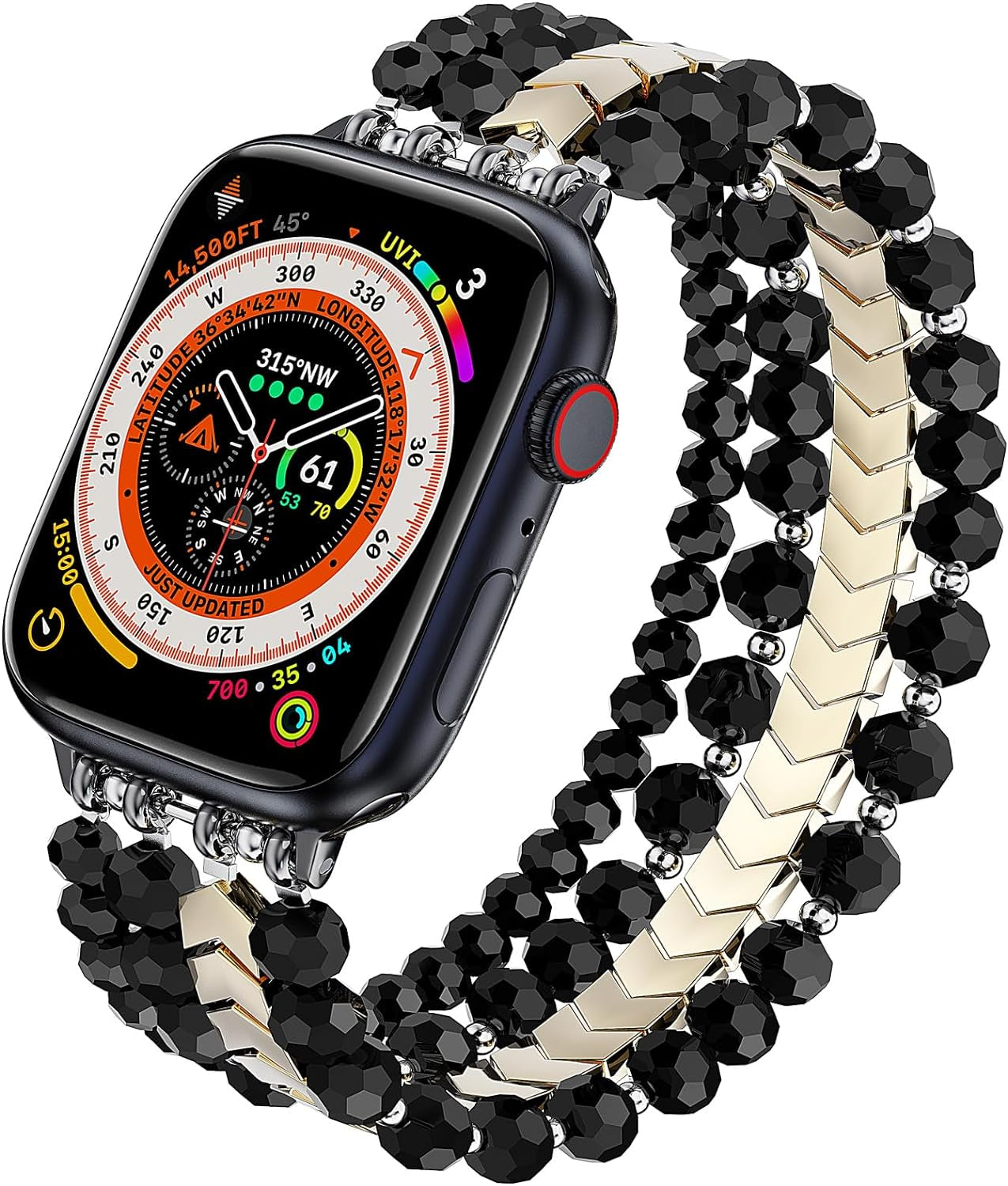 Beaded Bracelet Compatible with Apple Watch Band 42Mm/44Mm/45Mm Series 9/8/7/SE/6/5/4/3/2/1 Women Fashion Handmade Elastic Stretch Strap for Iwatch Bands Replacement