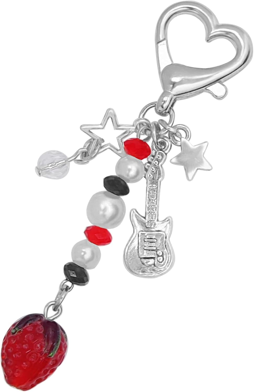 Aesthetic Y2K Keychains Cute Butterfly Star Strawberry Bear Guitar Keychains Charms for Women Bag Purse Gifts