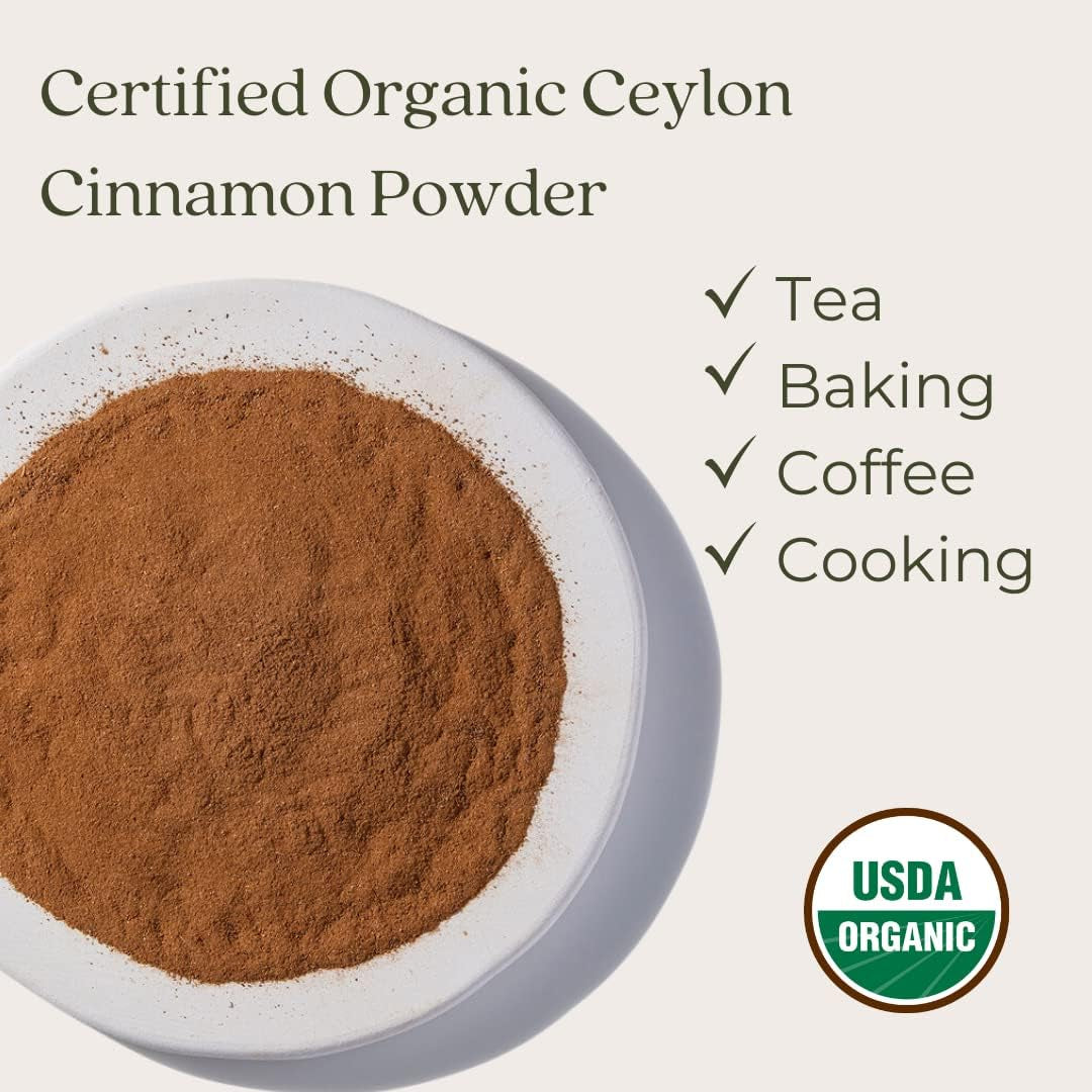 Organic Ceylon Cinnamon Powder, 2 Pounds | Freshly Ground True Cinnamon TLBH
