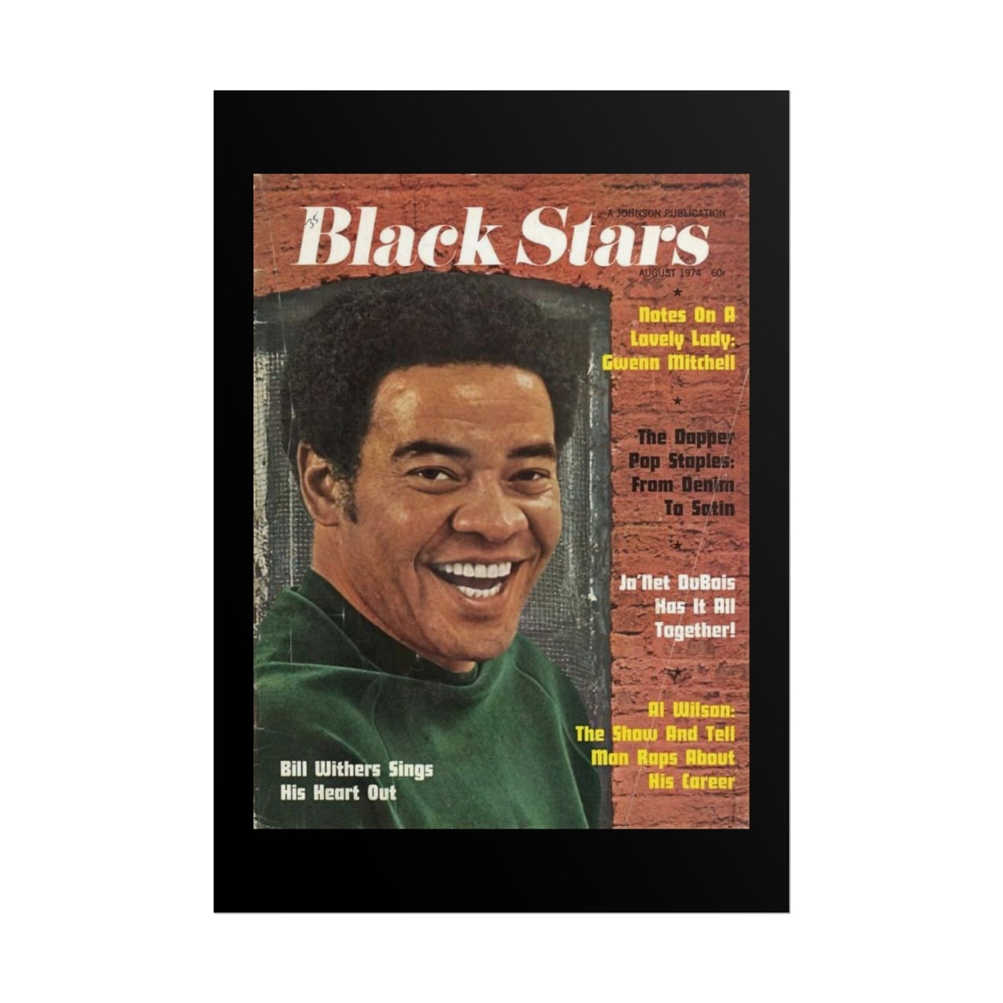 Vintage Music Rolled Posters - Bill Withers, August 1974 Design