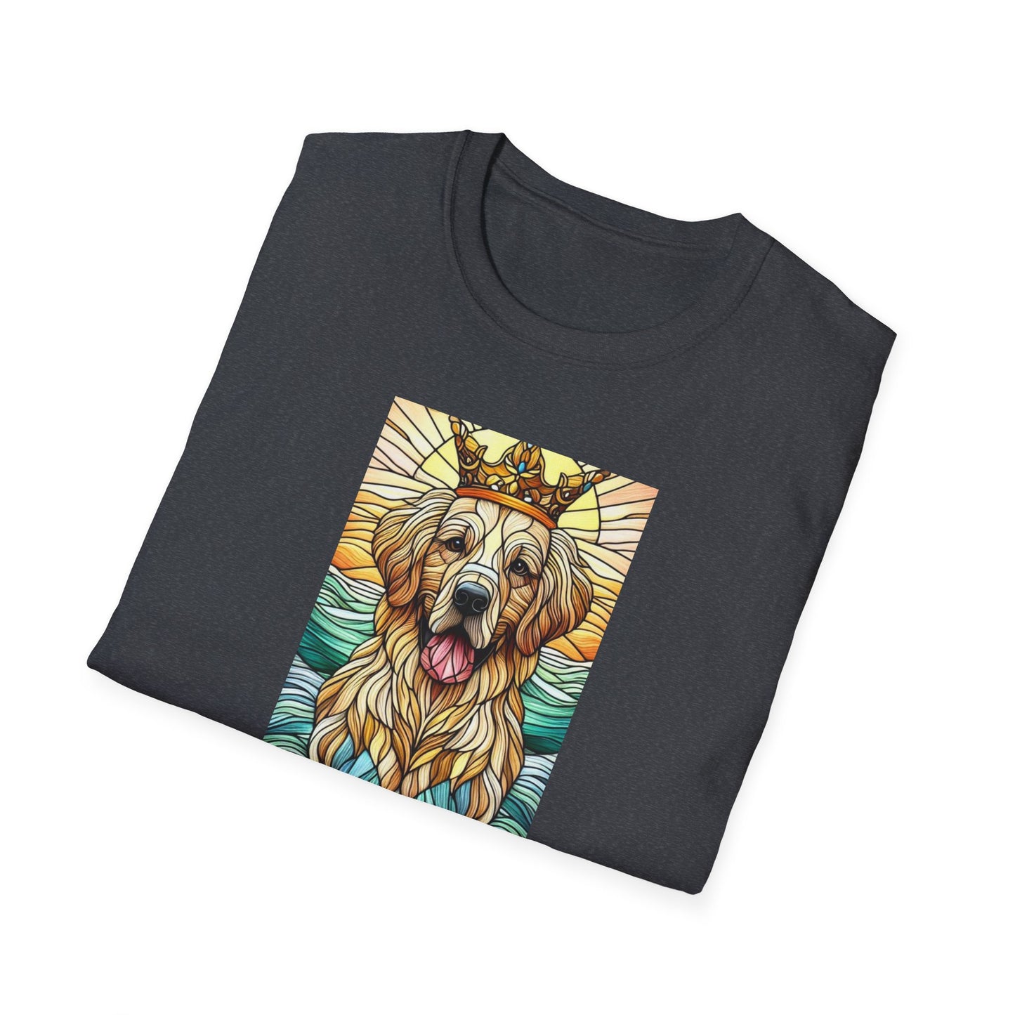 Golden Retriever Animal Stained Glass Design Unisex Softstyle T-Shirt