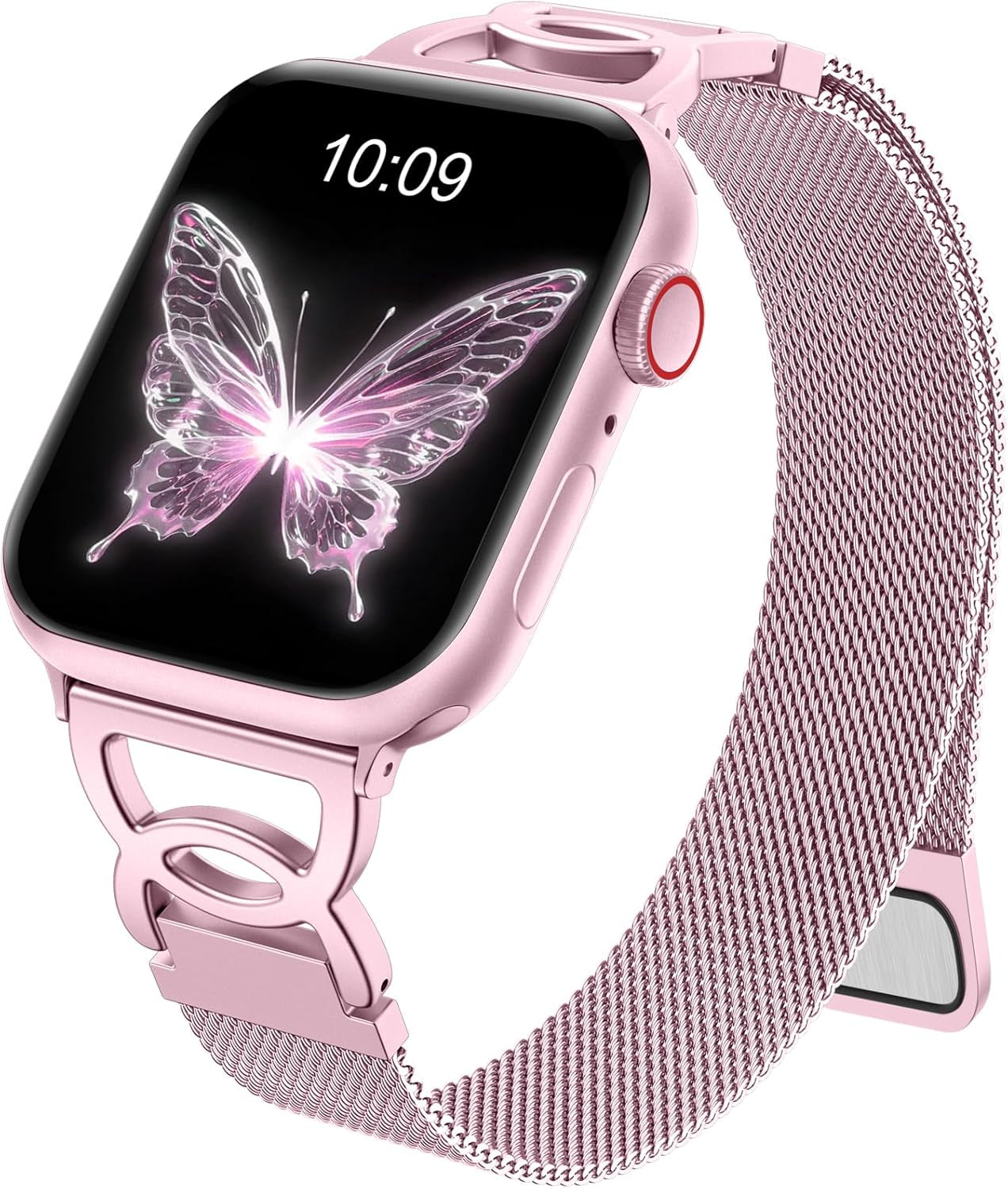 Slim Milanese Loop Compatible with Apple Watch Band 40Mm 41Mm 38Mm 42Mm 44Mm 45Mm 46Mm 49Mm Women, Thin Stainless Steel Mesh Loop Magnetic Wristbands for Iwatch SE Series 10 9 8 7 6 5 4 3 2 1
