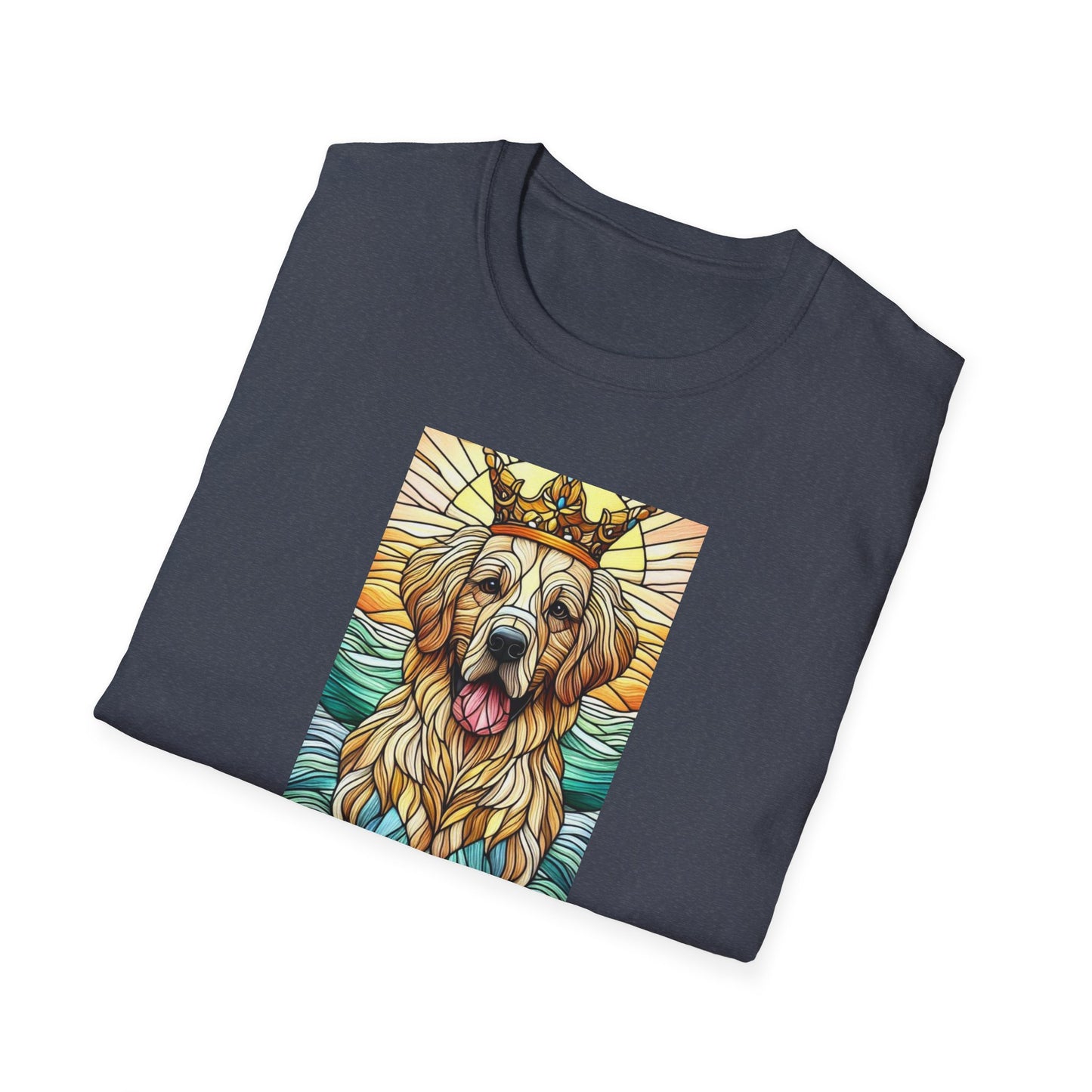 Golden Retriever Animal Stained Glass Design Unisex Softstyle T-Shirt