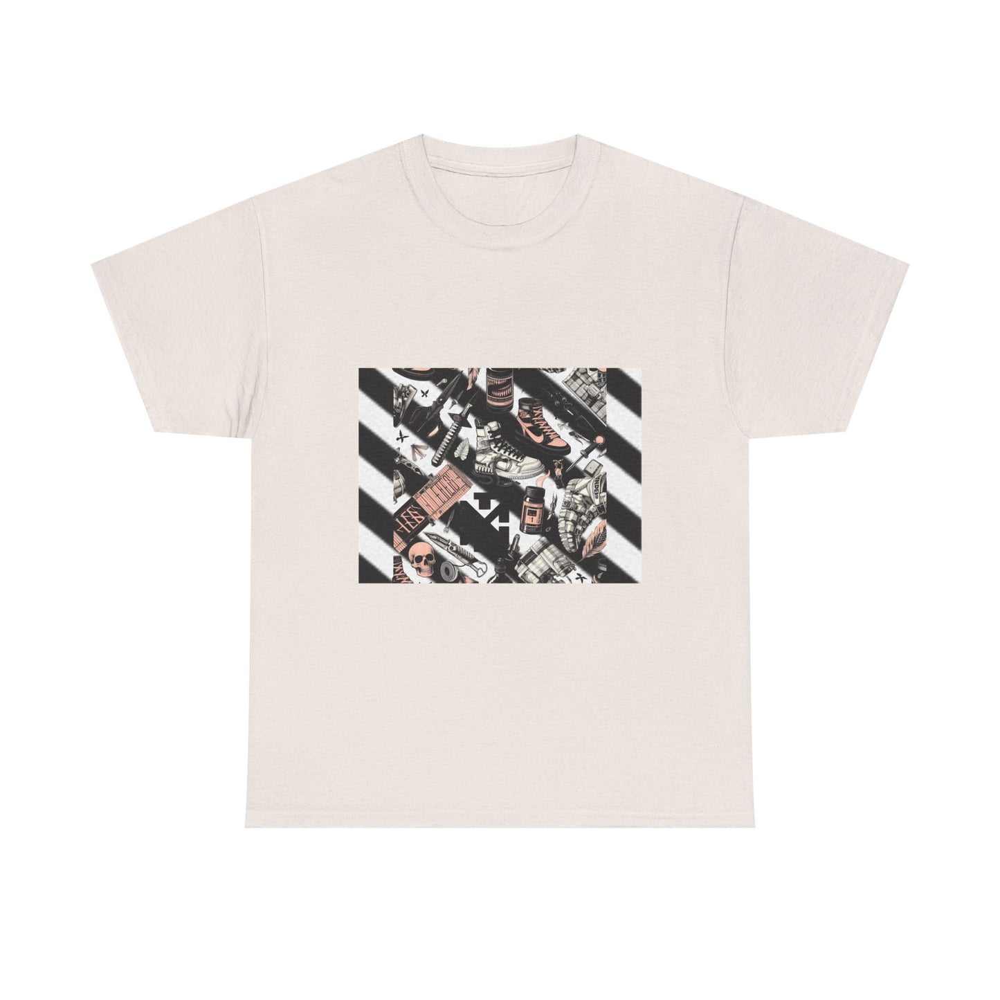Graphic Unisex Heavy Cotton Tee - Urban Streetwear Vibe Off-White Inspired