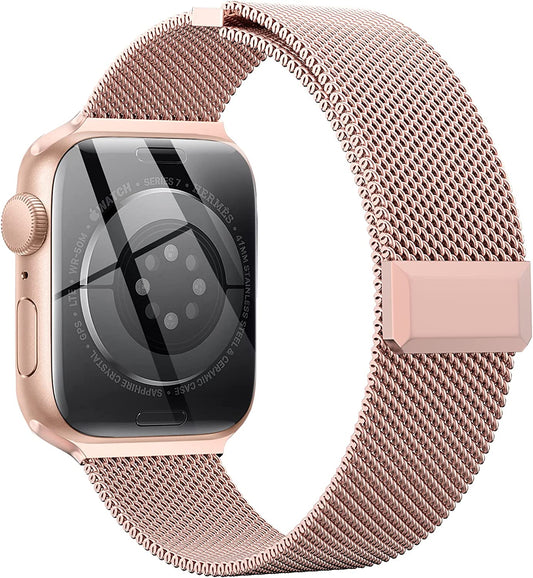 Compatible with Apple Watch Band 42Mm 44Mm 45Mm 38Mm 40Mm 41Mm,Stainless Steel Mesh Loop Magnetic Clasp Bands for Iwatch Series 9 8 SE 7 6 5 4 3 2 1 Women Men-41Mm/40Mm/38Mm Champagme Gold