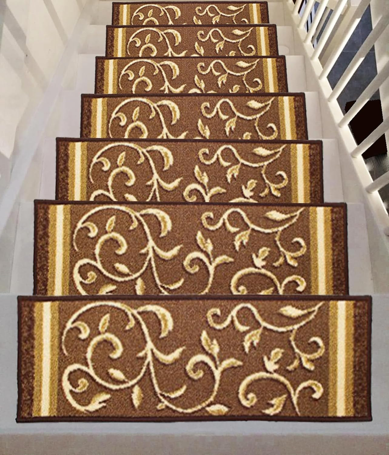 Rug Non-Slip Rubber Back Carpet Stair Treads - Skid Resistant Stair Mats (8.5" X 26") (7, 1923)