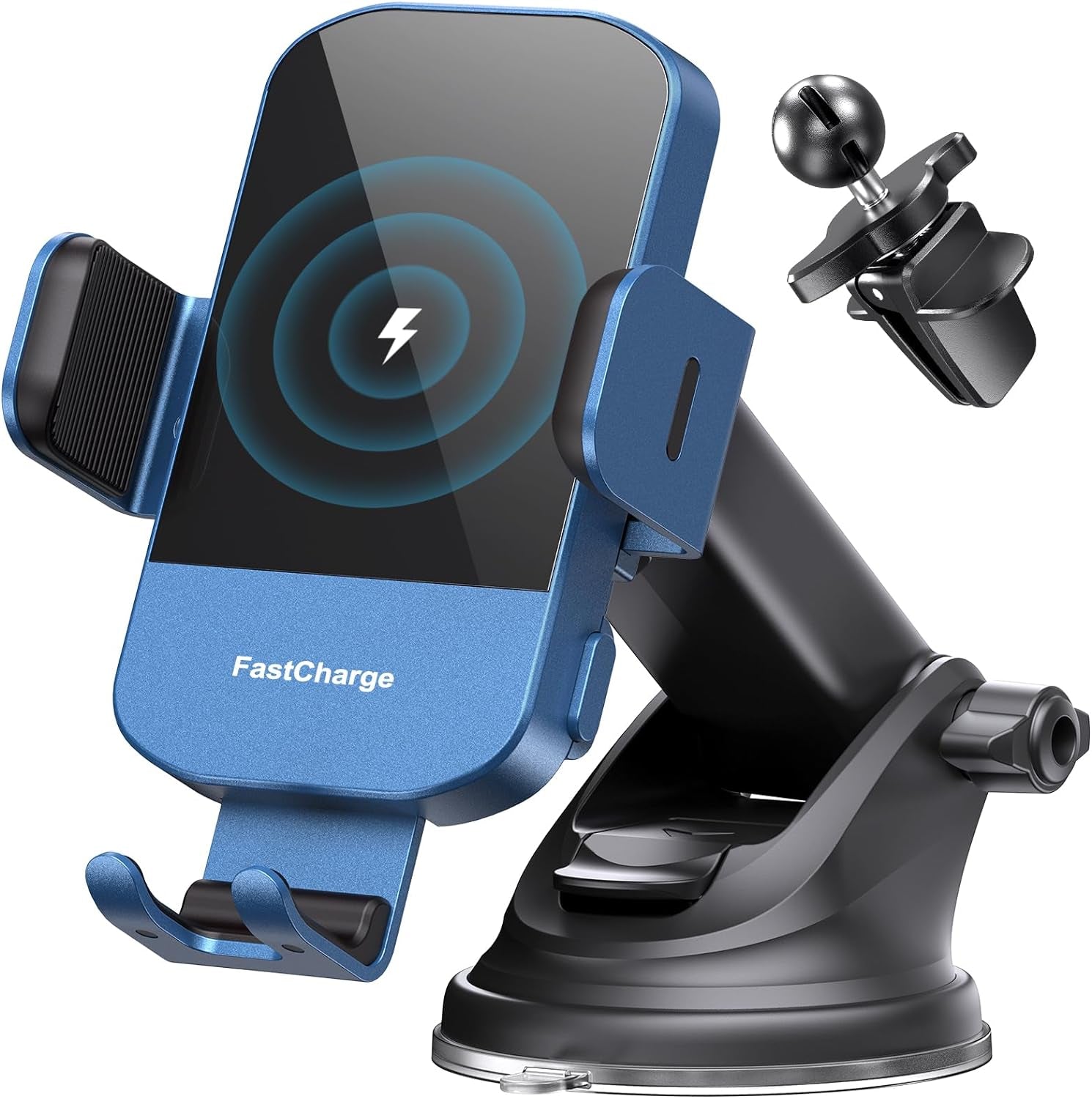 Wireless Car Charger, 15W Fast Charging Auto Clamping Car Charger Phone Mount Phone Holder Fit for Iphone 16 15 14 13 12 Pro Max 11 XR XS, Samsung Galaxy S24 Ultra S23 S22 S21, S20, S10+, Black