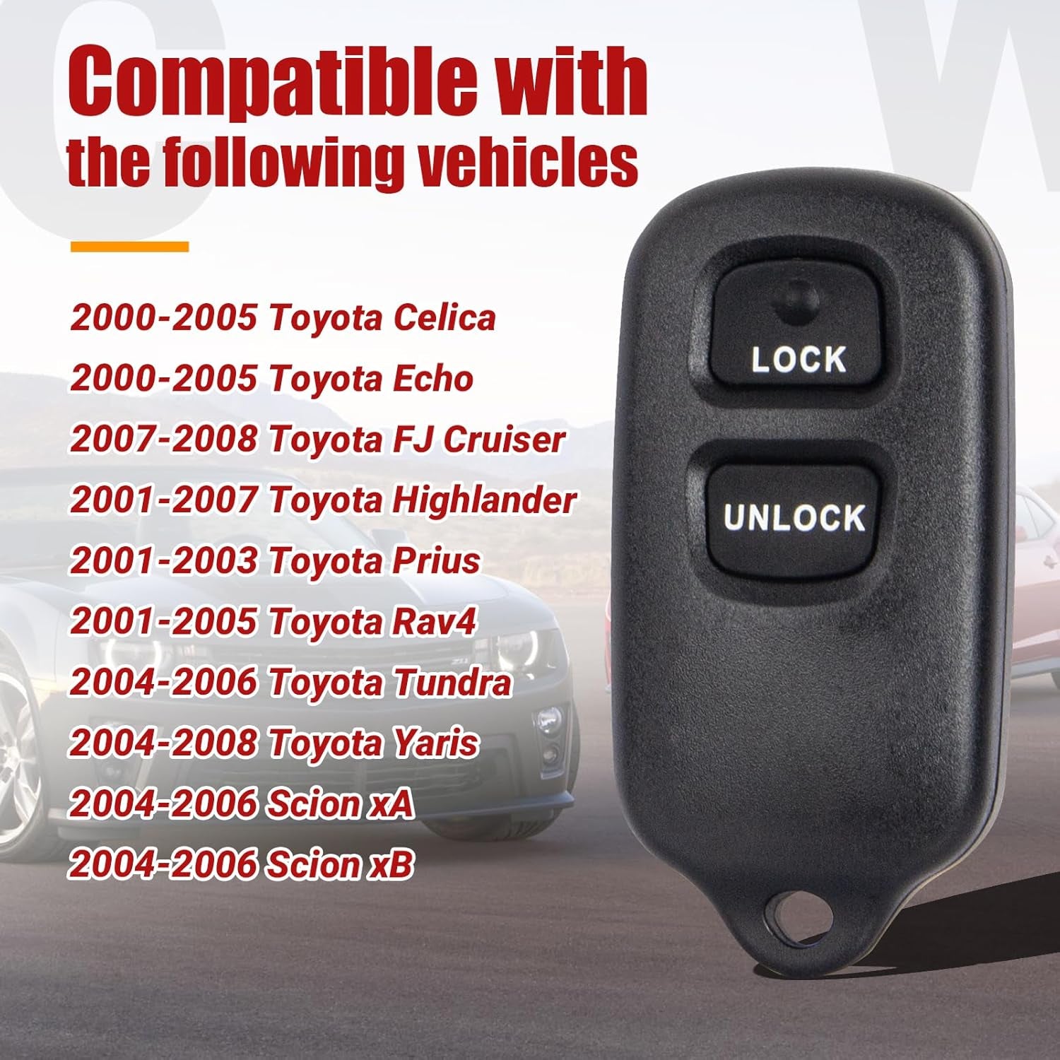 Key Fob Keyless Entry Remote Control Compatible with Toyota Tundra Rav4 Highlander Celica Echo Yaris Prius FJ Cruiser/Scion Xa Xb Car Key Replacement for HYQ12BBX HYQ12BAN