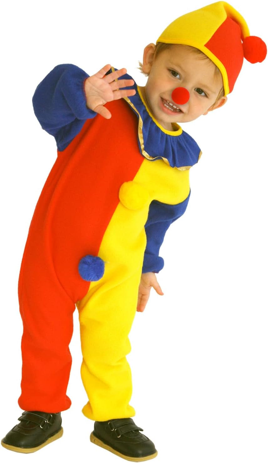 Halloween Costume Kids Child'S Clown Costumes Jumpsuits Kids Dress up with Clown Nose, Clown Hat