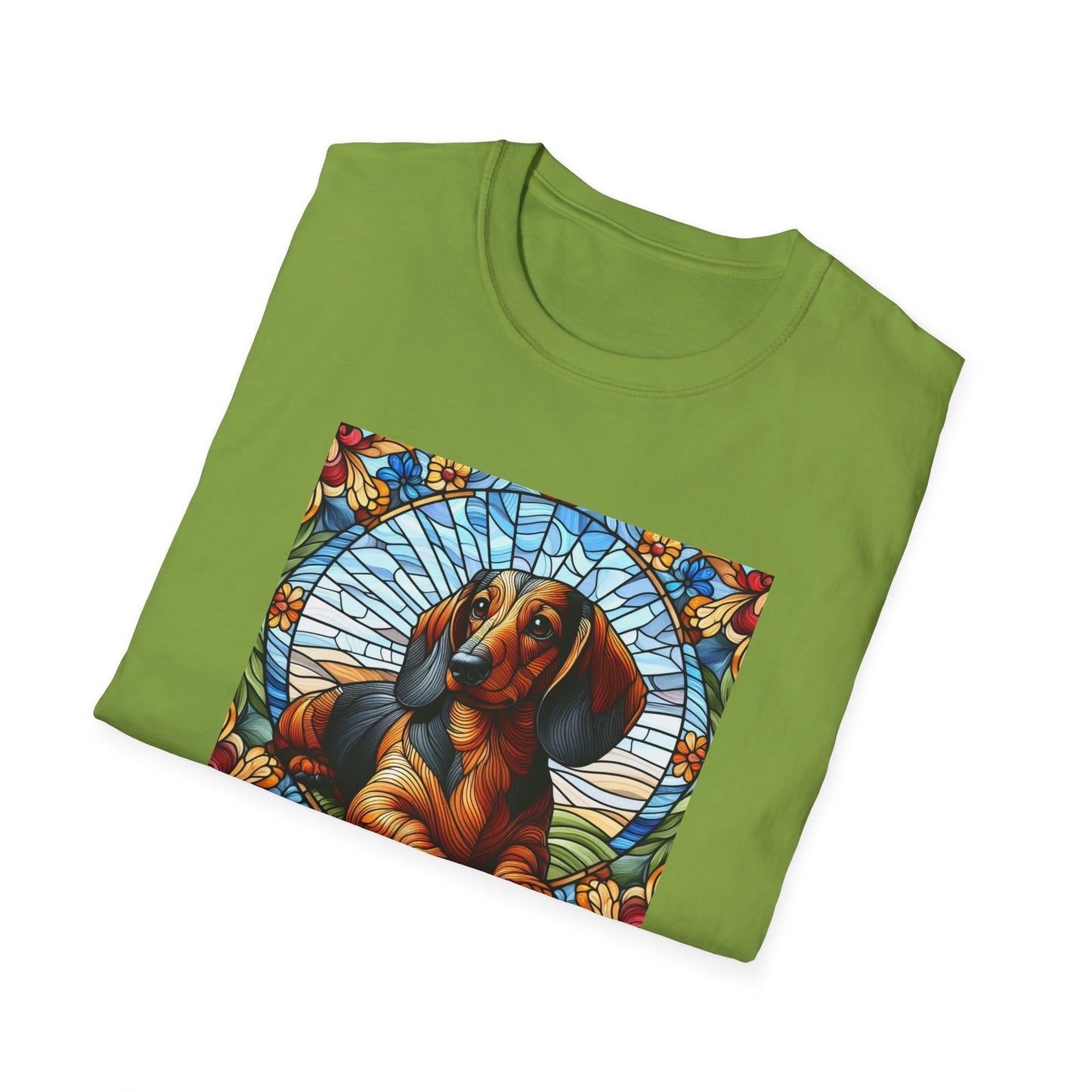Dachshund Stained Glass Unisex Softstyle T-Shirt