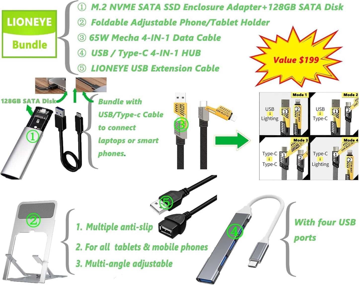 Ai-Powered Laptop with Microsoft Office and 1TB Cloud Storage Included for 1-Year| 14" HD Computer| 16GB RAM| 128GB SSD & 128GB Card & 128GB Portable SSD| Intel 4-Core CPU| Webcam| Win11| LE Bundle