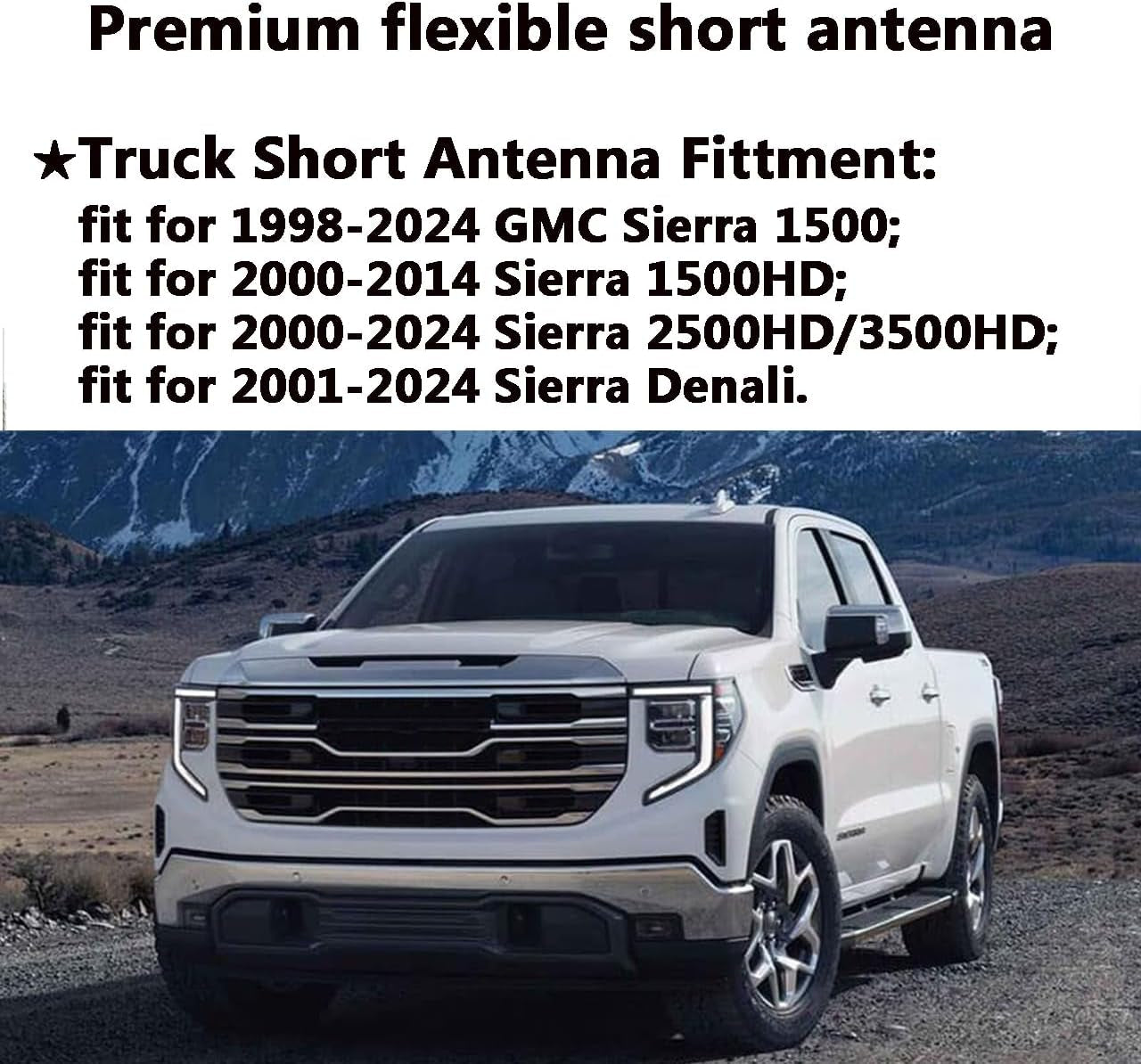 For GM Truck Short Antenna Fit for GMC Sierra 1500-3500 Denali (1999-2025) | Chevy Silverado 1500-3500 (1999-2025) | 7" Spiril Flexible Rubber Antenna, Optimized AM/FM Radio Reception Accessories