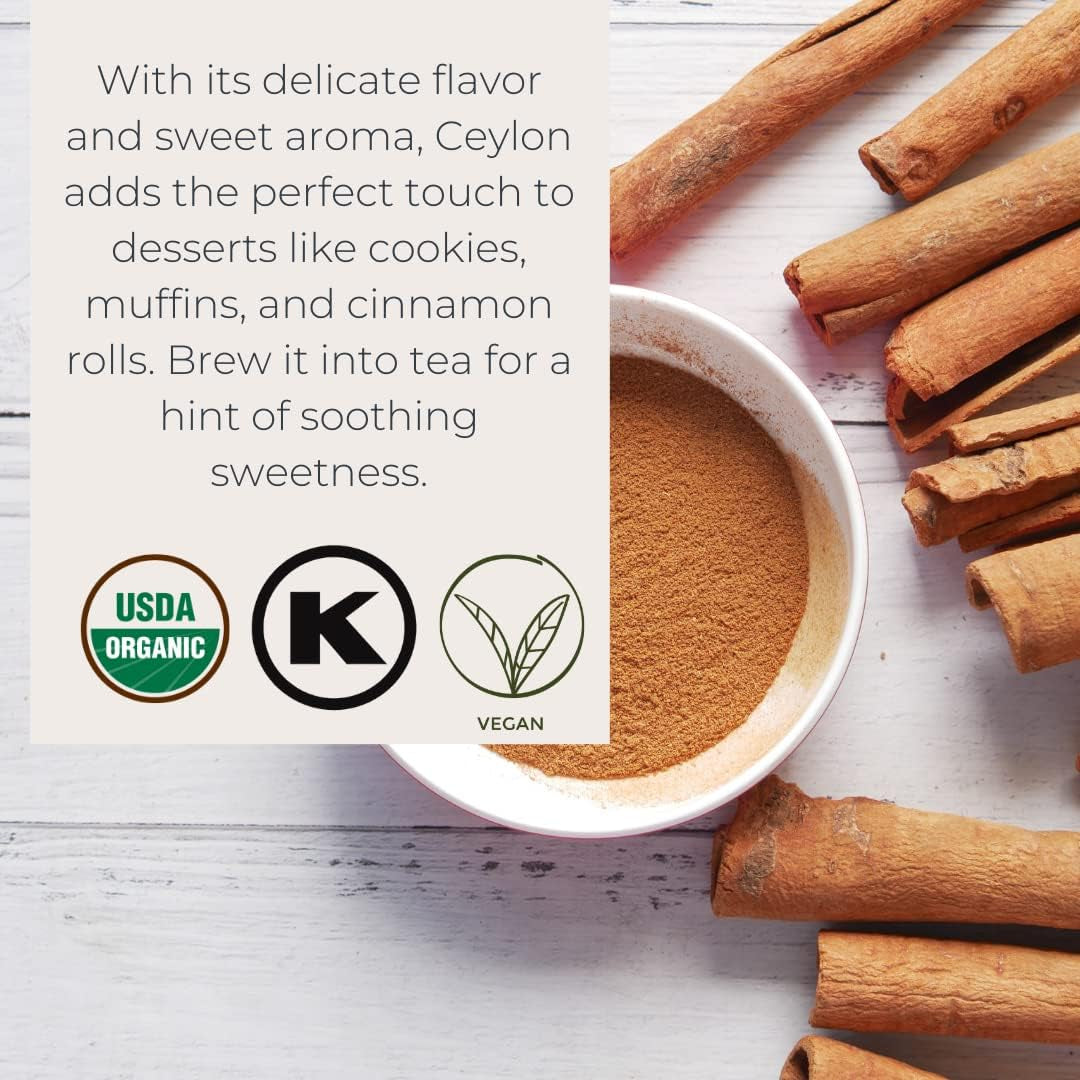 Organic Ceylon Cinnamon Powder, 2 Pounds | Freshly Ground True Cinnamon TLBH