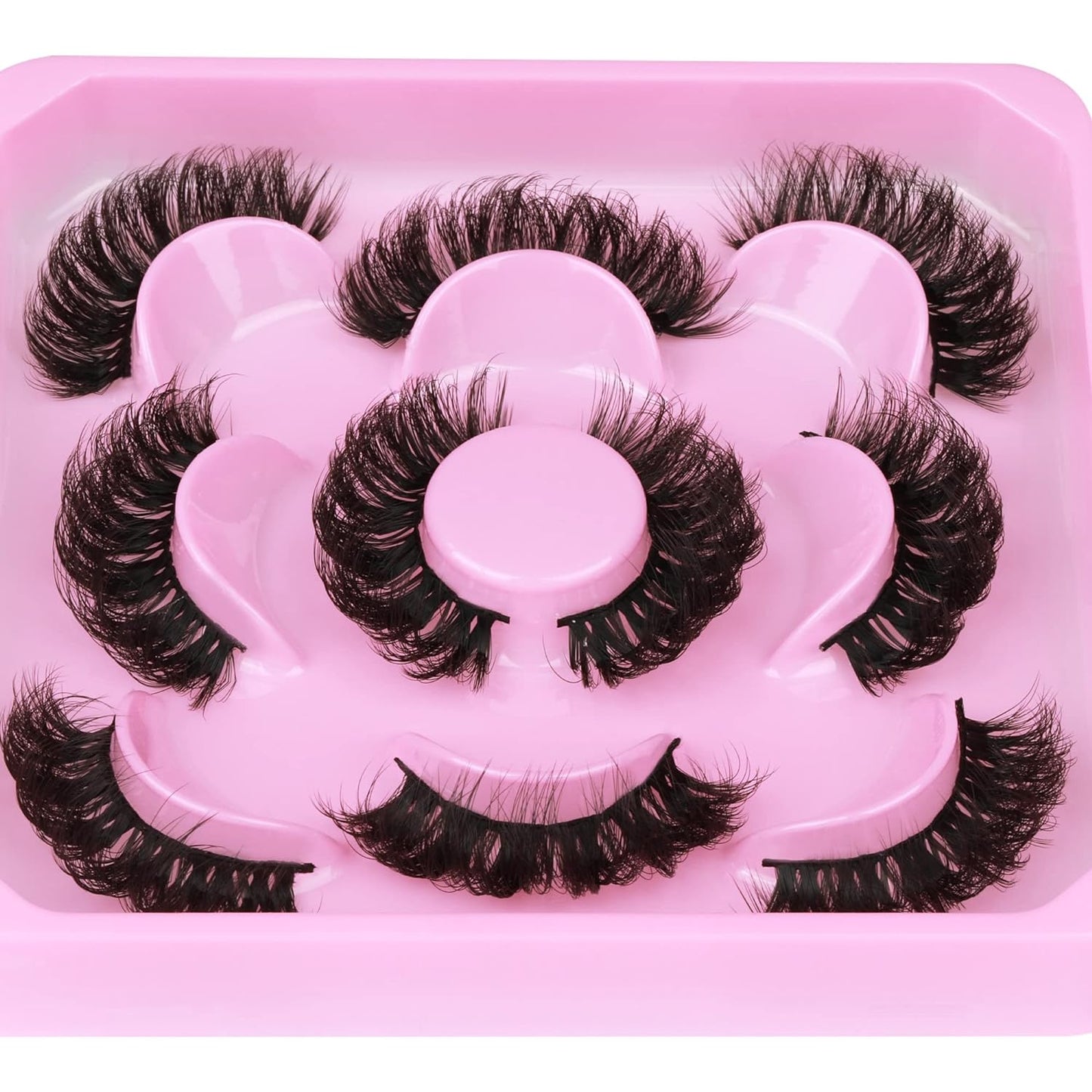 Natural False Eyelashes Fluffy Mink Lashes 3D Wispy D Curl Eye Lashes Russian Strip Thick Full False Eyelashes 5 Pairs 21Mm by  Eyelashes