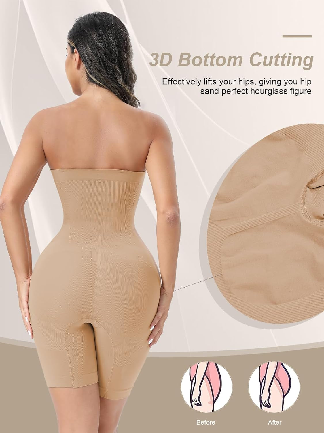 Strapless Shapewear Bodysuit Butt Lifter Body Shaper for Women under Dress Tummy Control Full Body Shapewear