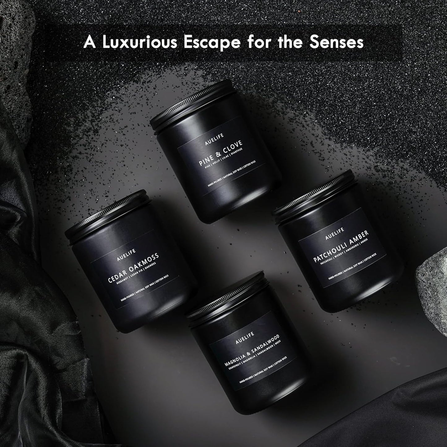 Scented Candles Set | Men Candle Set, Scented Candles for Home, Gifts for Men - 4 Pack Men Candle Gifts Soy Candles Scents of Lavender/Leather/Oak/Smoke & Vanilla