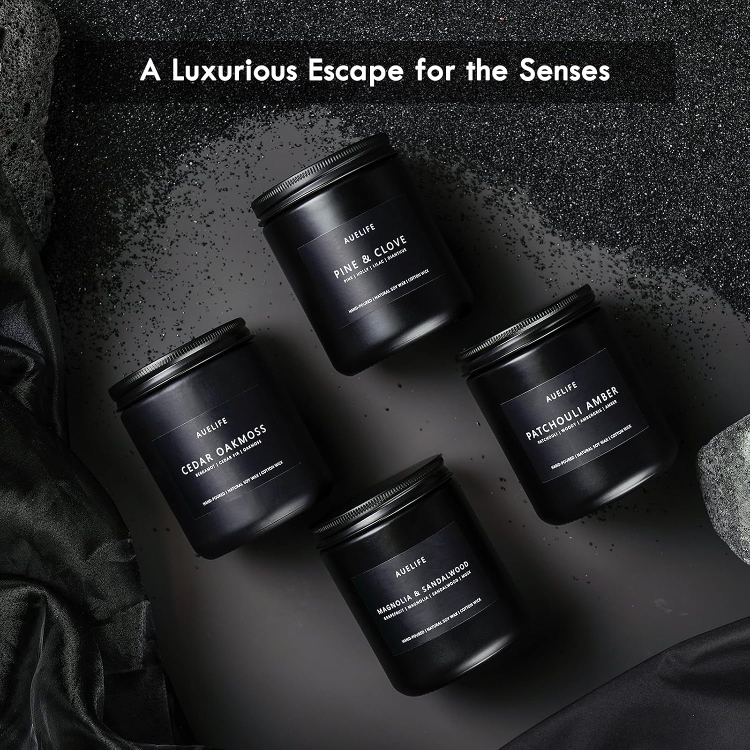 Scented Candles Set | Men Candle Set, Scented Candles for Home, Gifts for Men - 4 Pack Men Candle Gifts Soy Candles Scents of Lavender/Leather/Oak/Smoke & Vanilla