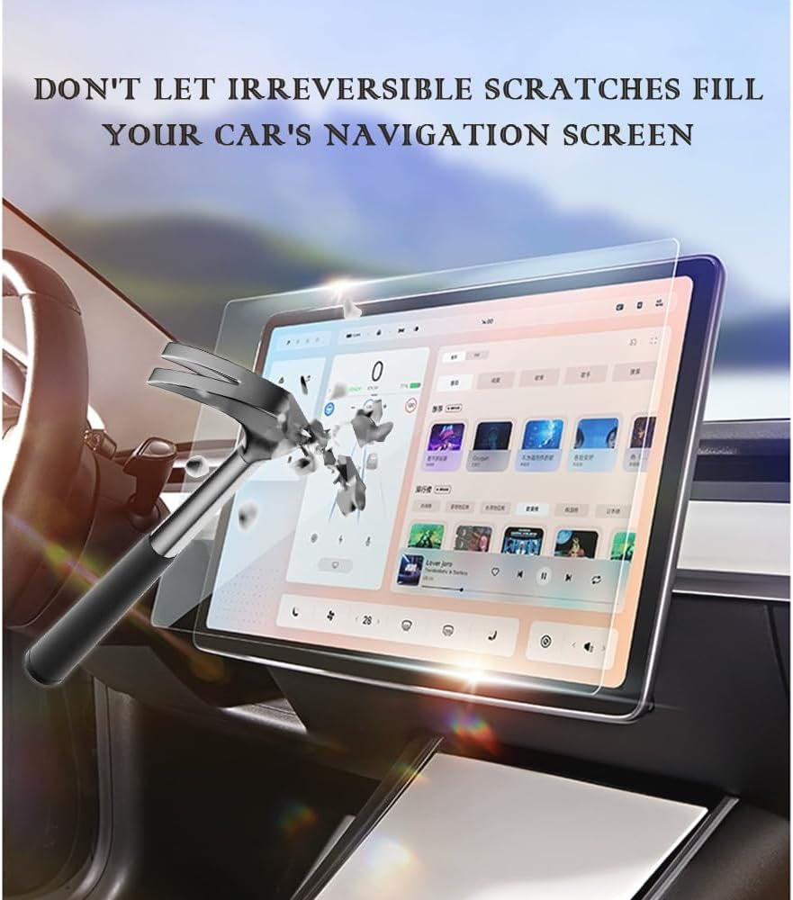 Car Screen Protector - HD Tempered Glass Screen Protecter Compatible with Tesla Model 3 & Tesla Model Y Accessories 2023-15"Anti Glare Screen Protector