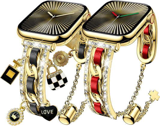 Stylish Compatible with Women Apple Watch Bands 41Mm 40Mm 38Mm 42Mm, Bling Pendants Charms Bracelet for Iwatch Series 10 9 8 7 6 5 4 3 2 1 SE Ultra