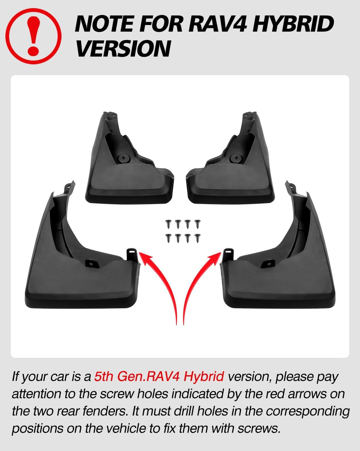 Custom Fit for Mud Flaps Toyota RAV4 2025 2024 2023 2022 2021 2020 2019 Splash Guards Molded Front and Rear Fender Cover Black ABS 4Pcs Set Hybrid Accessories (Not Fit for 2021 RAV4 Prime)