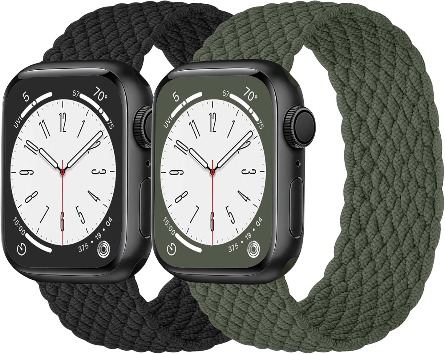 2 Pack Stretchy Braided Solo Loop Compatible with Apple Watch Bands 38Mm 40Mm 41Mm 42Mm 44M 45Mm 49Mm Women Men, Nylon Solace Elastic Strap for Iwatch Series 10 9 8 7 6 5 4 3 2 1 SE Ultra/Ultra 2