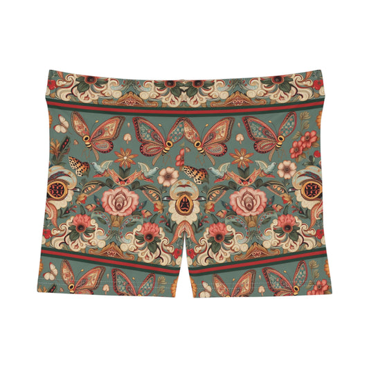 Floral Butterfly Women's Shorts - Gucci-inspired Retro Revival design with playful paisley patterns