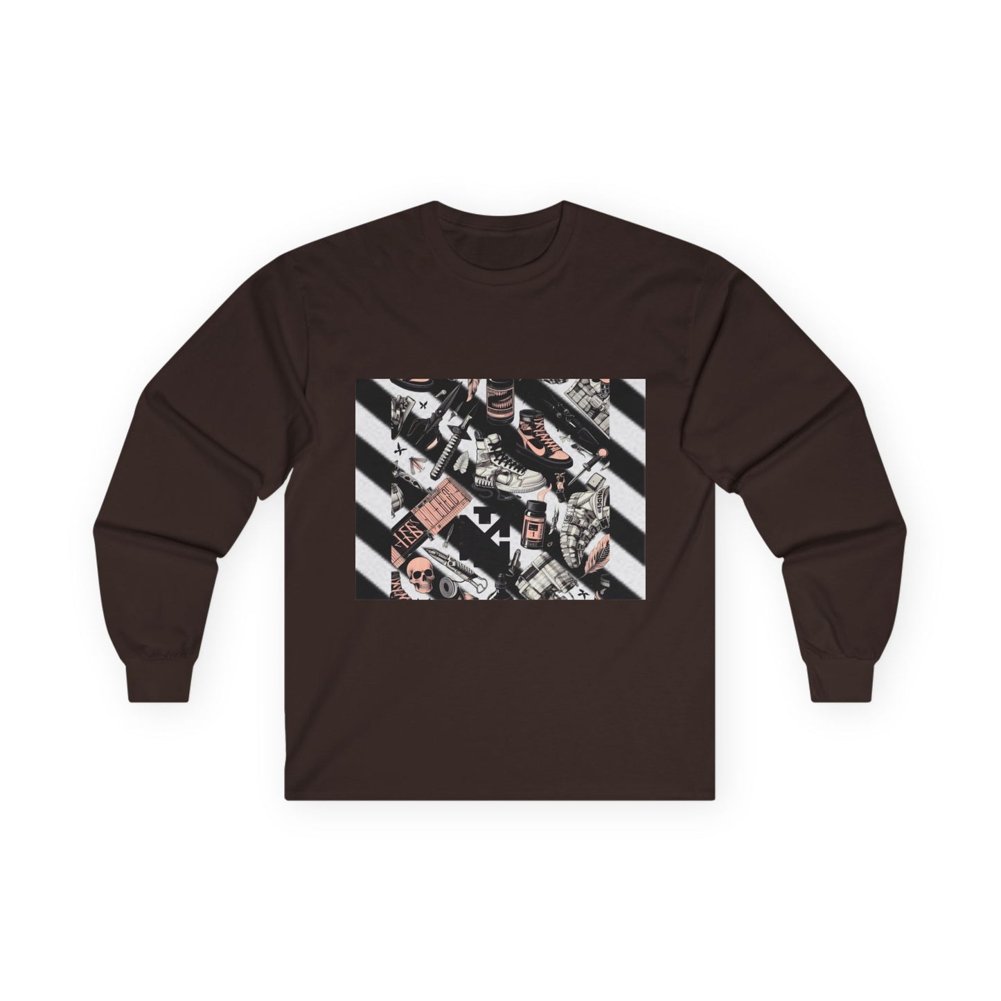 Vintage Off-White Inspired Graphic Long Sleeve Tee