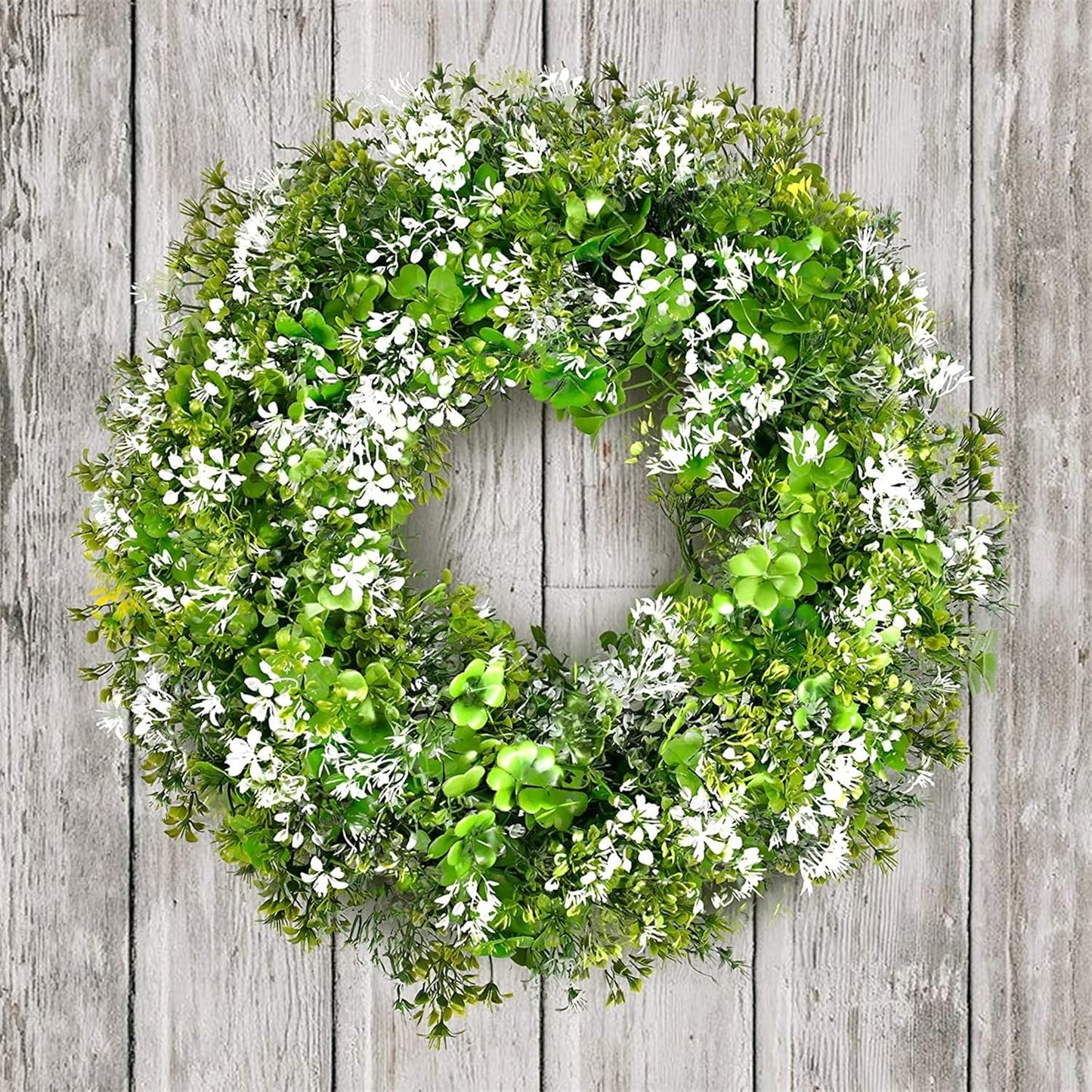 St Patricks Day Decorations Artificial Wreath Lucky Shamrock Clover Leprechaun Hat Beers Spring Summer Party Decor Outdoor/Indoor Farmhouse Front Porch Wall Window Door
