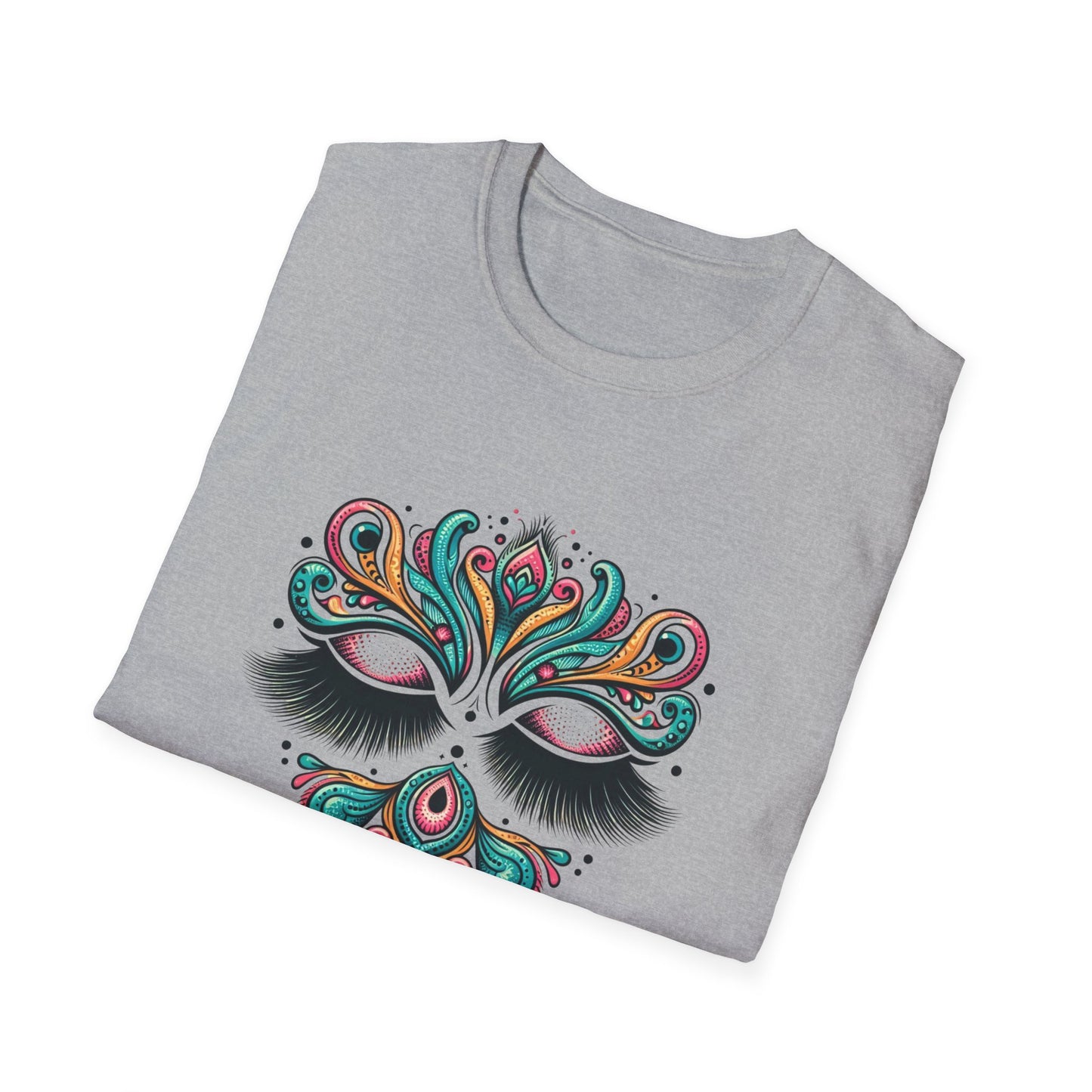 Colorful Mandala Unisex Softstyle T-Shirt – Bohemian LASHES Vibe for Art Lovers