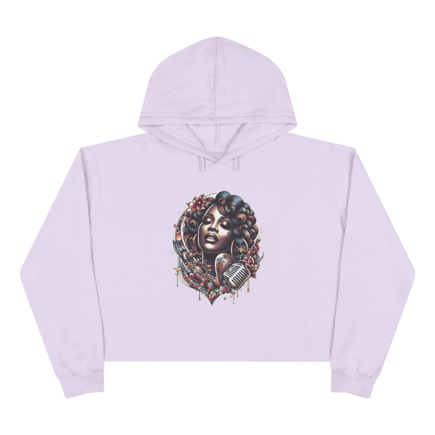 Angie Stone inspired Feminine Vibe Crop Hoodie with Microphone Design