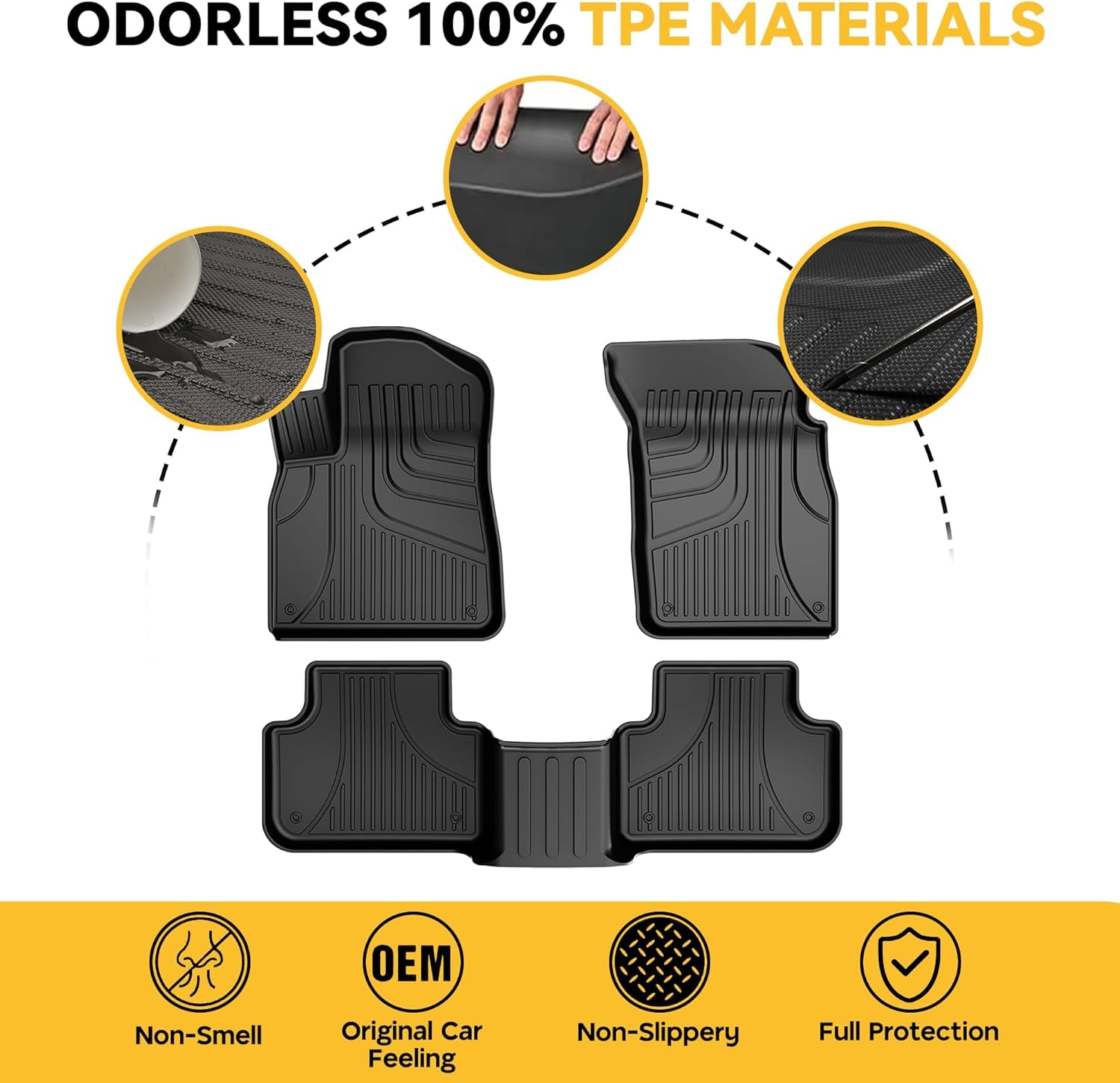 2025 Q7 Floor Mats: All Weather Floor Mats Custom Fit for 2017-2025 Audi Q7/Q8 1St and 2Nd Row All Weather TPE Floor Liner