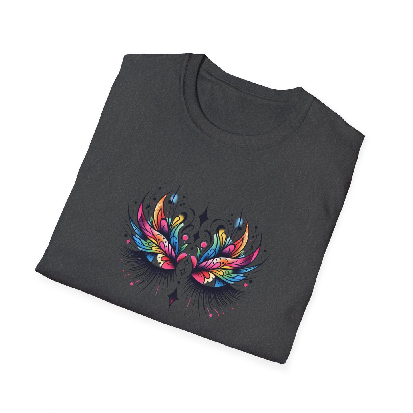 Colorful Boho LASHES Peacock Unisex Softstyle T-Shirt