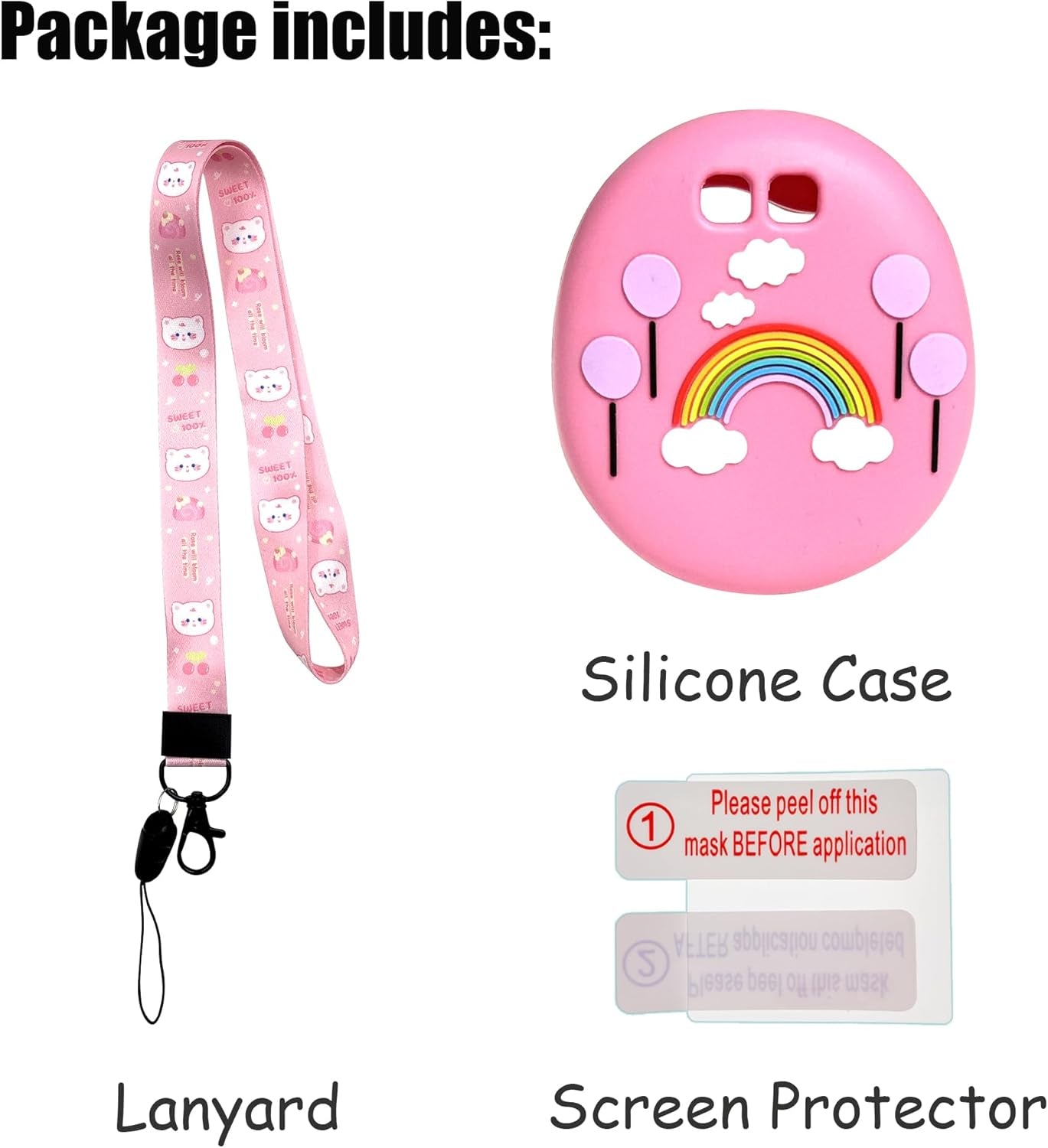 Silicone Shell Cover Compatible with Tamagotchi Uni, Silicone Protective Sleeve Case for Tamagotchi Uni Protector Skin with Lanyard (Pink) ZOUSA