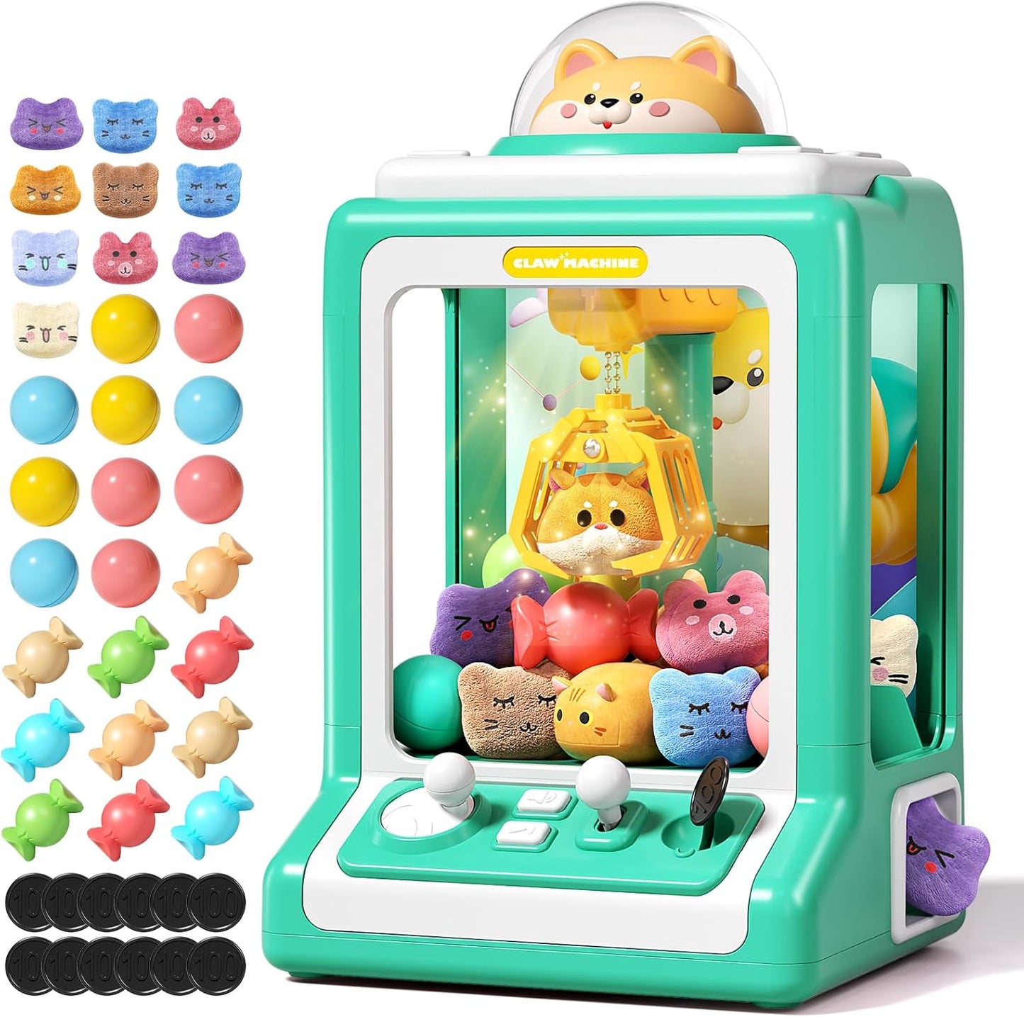 Rabbit Claw Machine for Kids, Mini Vending Machine with Game Coins & Music, Prize Dispenser Toys for Girls and Boys, Electronic Claw Game Machine for Party Birthdays, Includes 30 Mini Toys ZOUSA