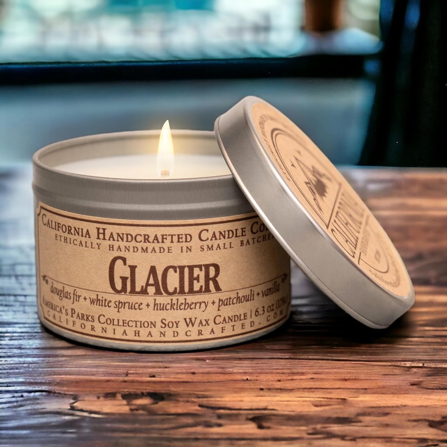 Glacier National Park Soy Candle | Douglas Fir, White Spruce, Huckleberry Scent | Essential Oils, Woodsy Decor, National Parks Gifts Natural Soy Wax, Handmade Gifts, Made in USA
