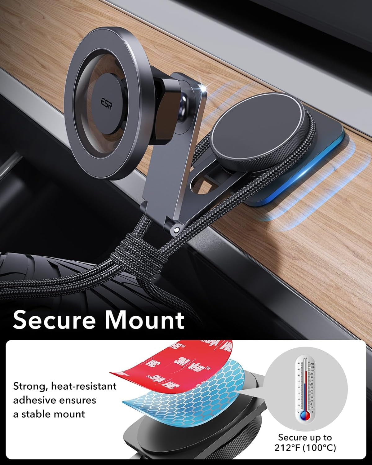 for Magsafe Car Mount, Foldable Dashboard/Tesla Magnetic Car Mount,Tesla Touchscreen Car Phone Holder Mount, Magnetic Phone Holder for Car, for Iphone 16/15/14/13/12, Charging Not Supported, Grey