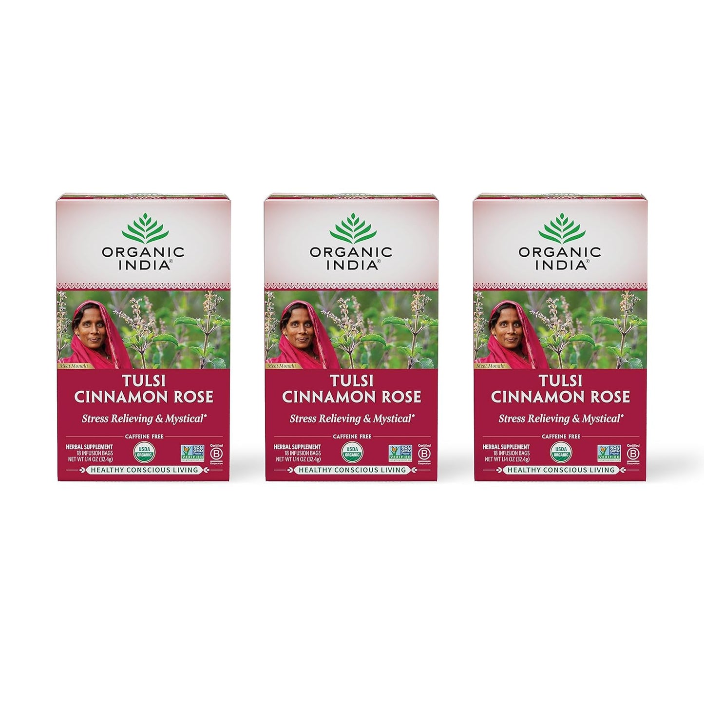 Calming Tulsi Ashwagandha Herbal Tea - Holy Basil Tea with Ashwagandha Root, Supports Restful Sleep - Adaptogen, Vegan, USDA Certified Organic, Non-Gmo - 18 Infusion Bags, 3 Pack TLBH