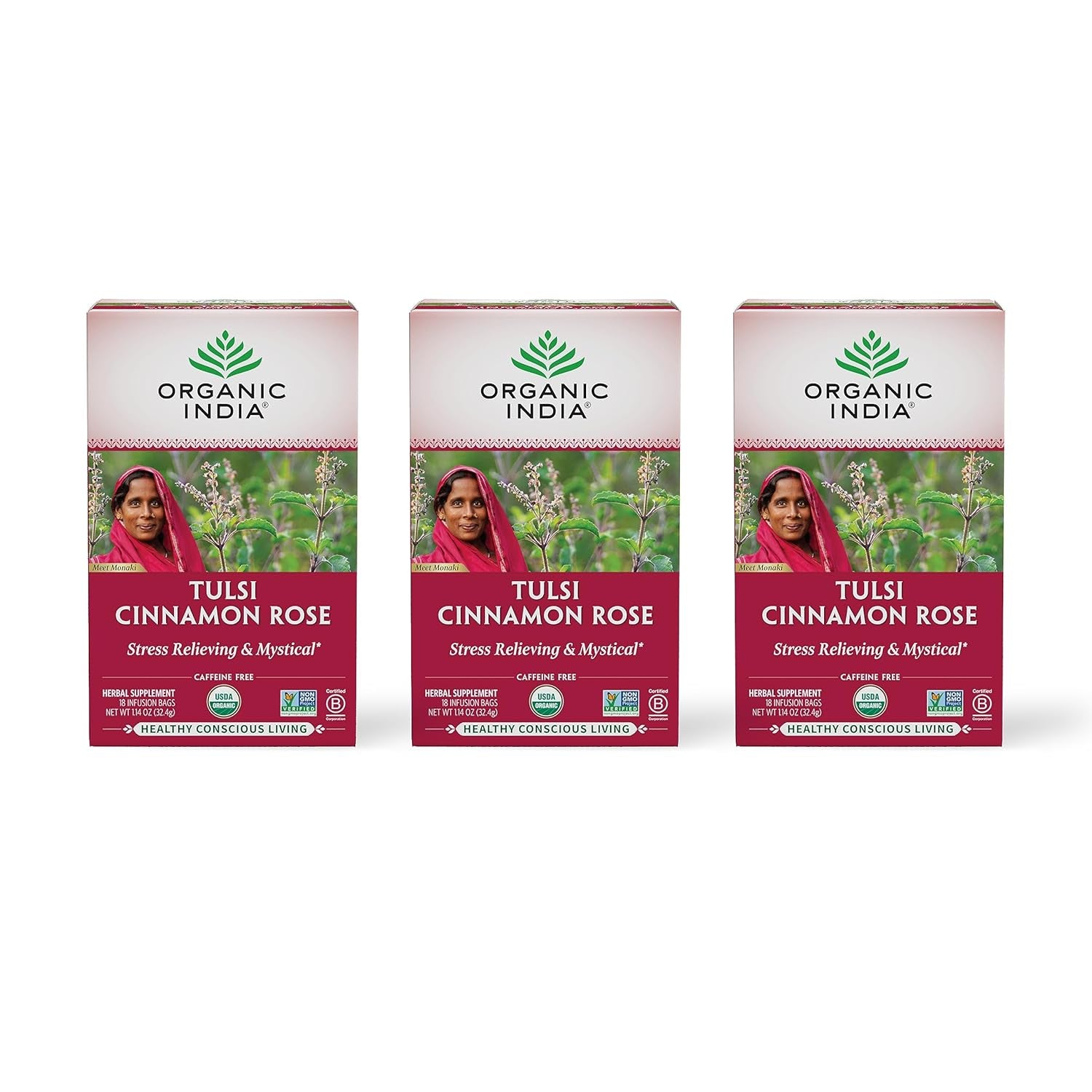 Calming Tulsi Ashwagandha Herbal Tea - Holy Basil Tea with Ashwagandha Root, Supports Restful Sleep - Adaptogen, Vegan, USDA Certified Organic, Non-Gmo - 18 Infusion Bags, 3 Pack TLBH
