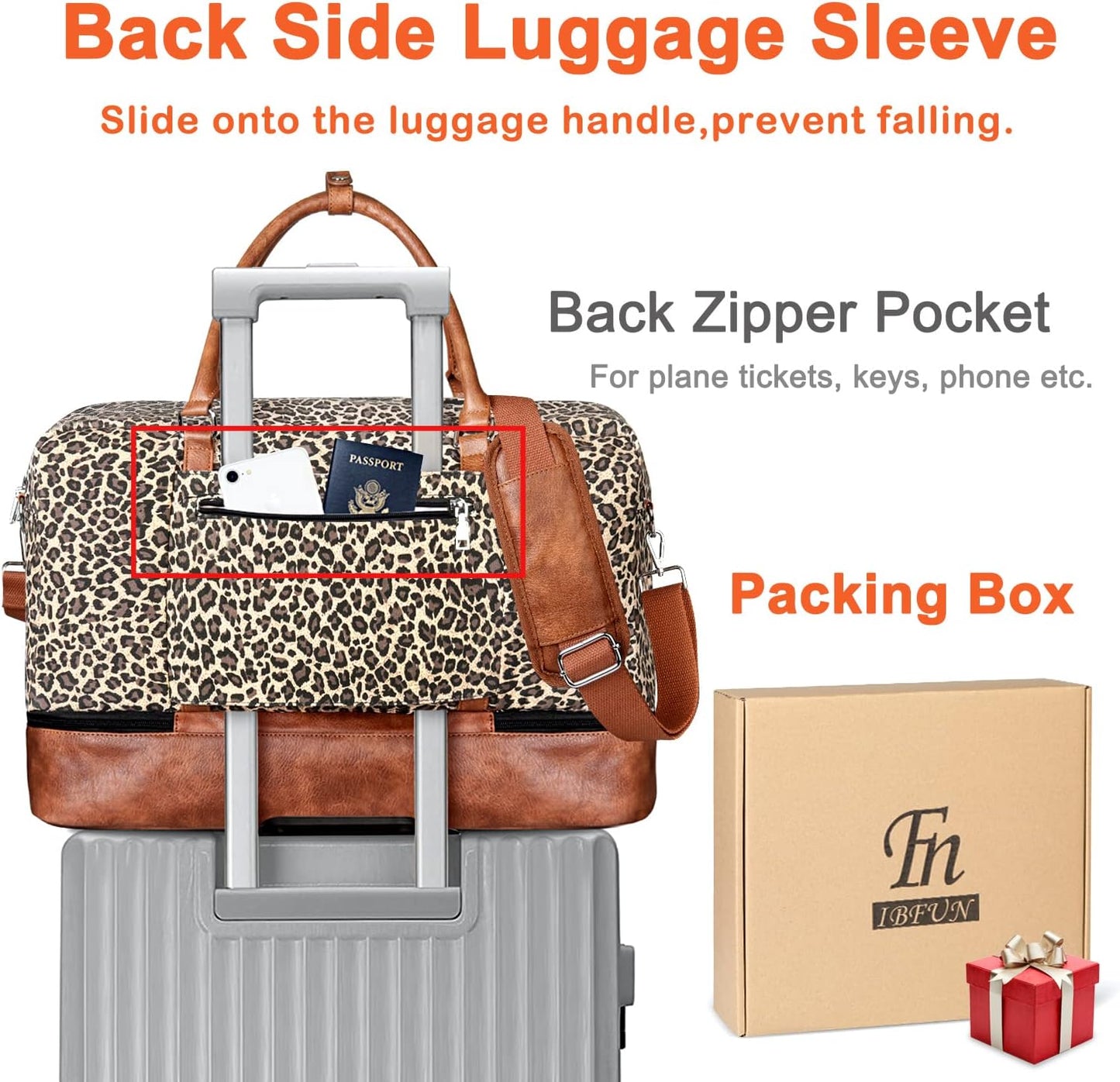 Weekender Bags for Women, 21" Weekender Travel Bag, Travel Duffle Bag with Shoe Compartment Carry on Overnight Duffel Bag for Weekend Travel Business Trip, 3PCS