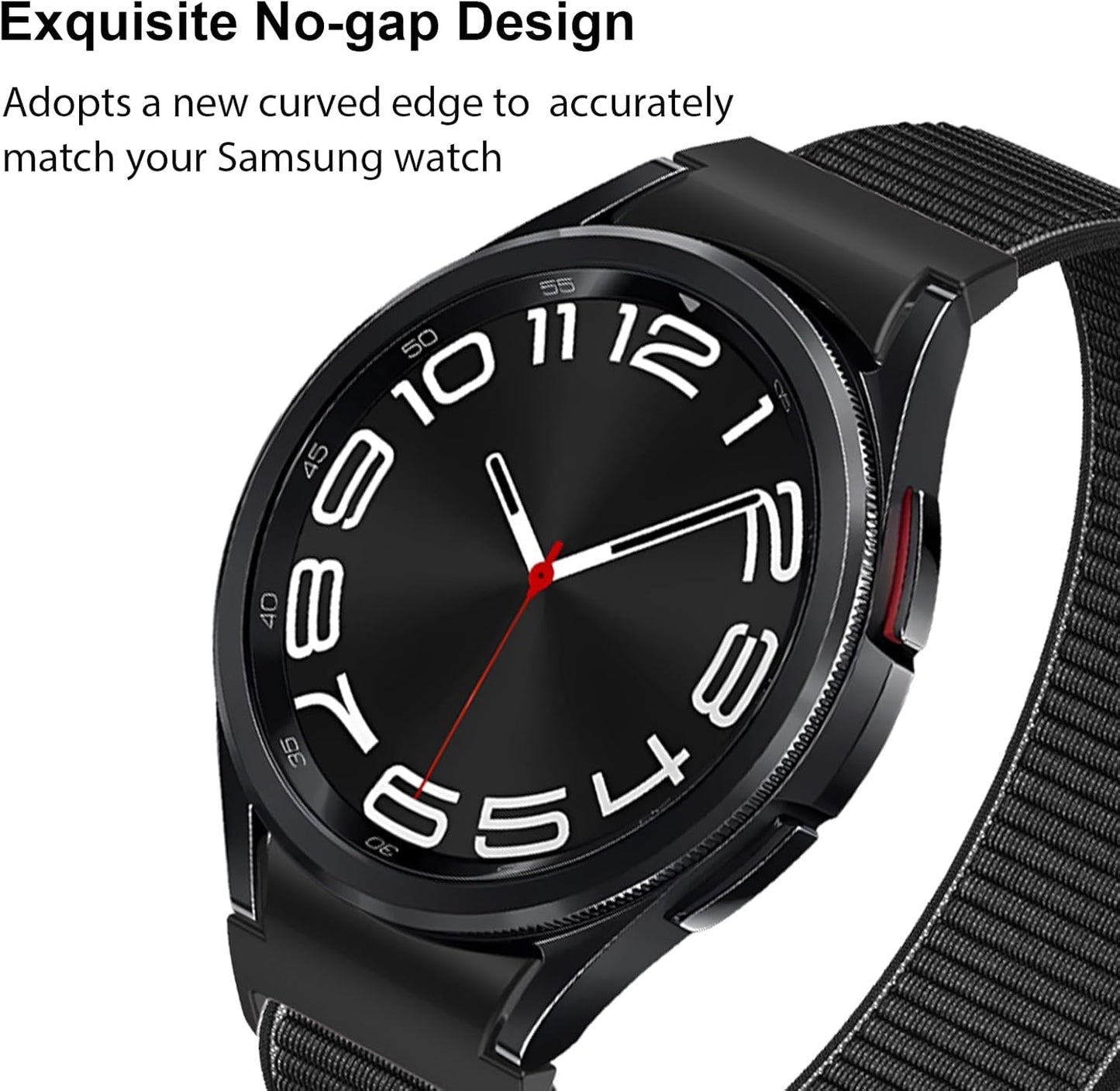 One Click No Gap Nylon Band Compatible with Samsung Galaxy Watch 7 FE 6 5 4 40Mm 44Mm/Galaxy Watch 6 Classic Band 47Mm 43Mm/Watch 5 Pro 45Mm/4 Classic 42Mm 46Mm, Breathable Sport Loop Strap Women Men