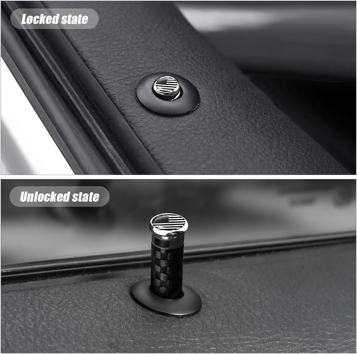 4PCS Car Door Lock Knobs, American Flag Carbon Fiber Door Lock Pin Cover, Decorative Modification Door Lock Bolt Pin Cover, Auto Accessories Universal for SUV, Truck, Van (Black Flag) TRUCK DRIVER
