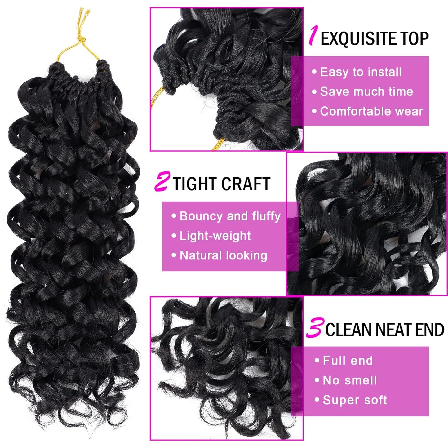7 Packs Gogo Curl Crochet Hair 10 Inch Short Curly Crochet Hair for Women Water Wave Beach Curl Deep Twist Crochet Braids Synthetic Braiding Hair Extensions(10 Inch, 1B)