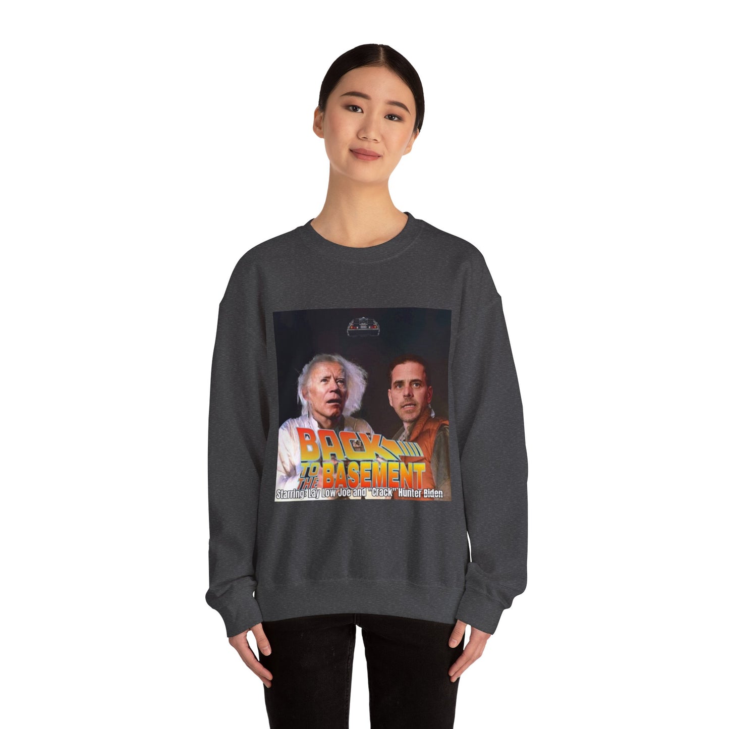 Hunter Biden Convicted Felon Pardon Back to the basement Unisex Heavy Blend™ Crewneck Sweatshirt