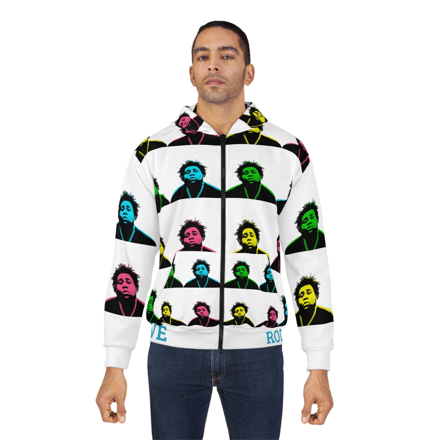 ROD WAVE Andy Warhol Style Pop Art Unisex Zip Hoodie (AOP)