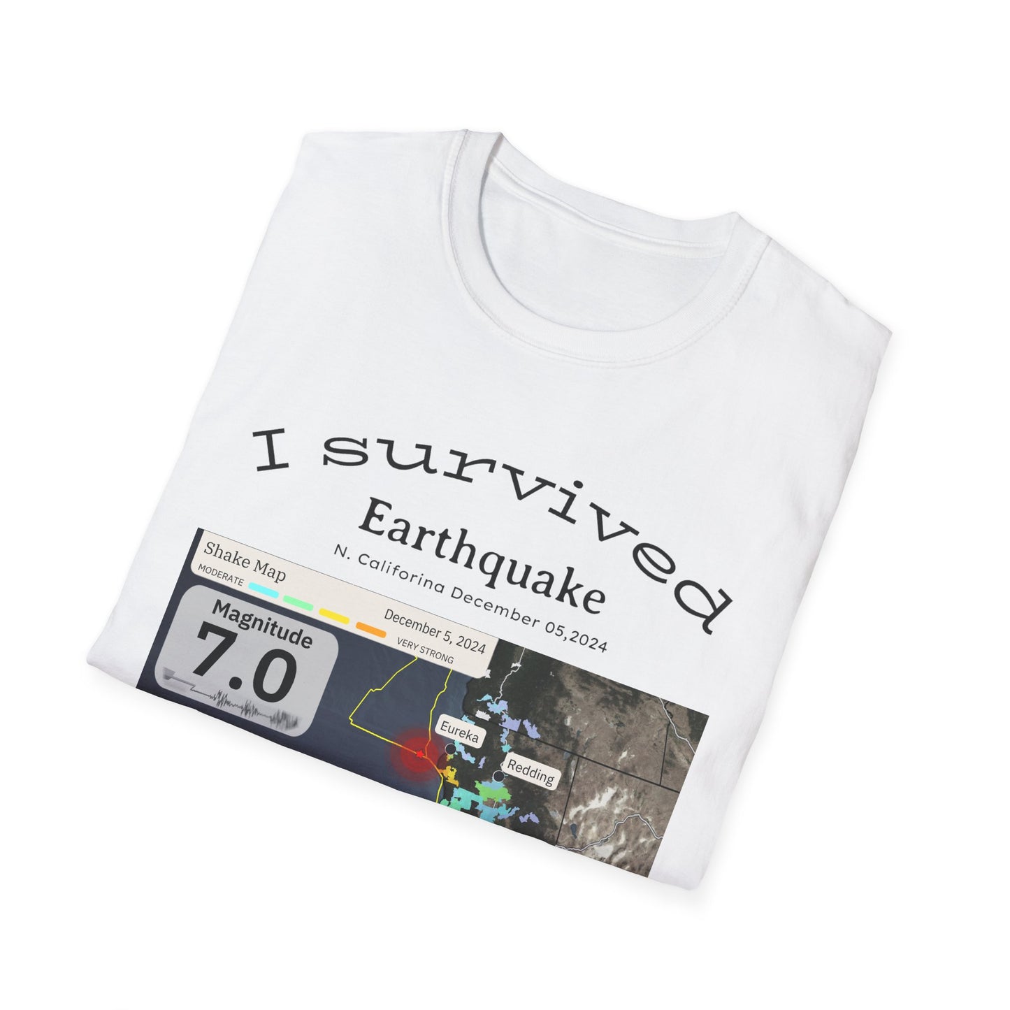 I survived Earthquake N. California December 5, 2024, Unisex Softstyle T-Shirt