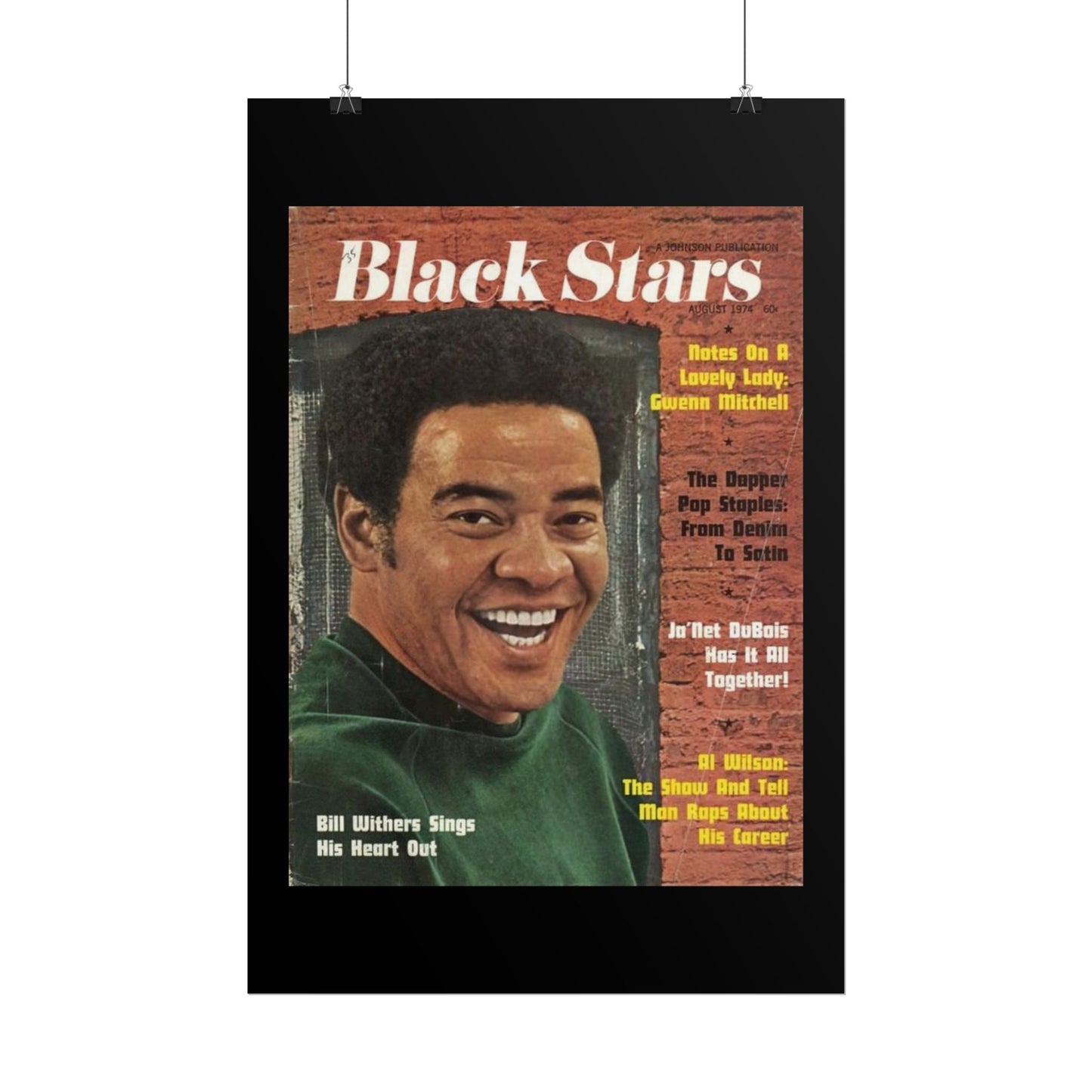 Vintage Music Rolled Posters - Bill Withers, August 1974 Design