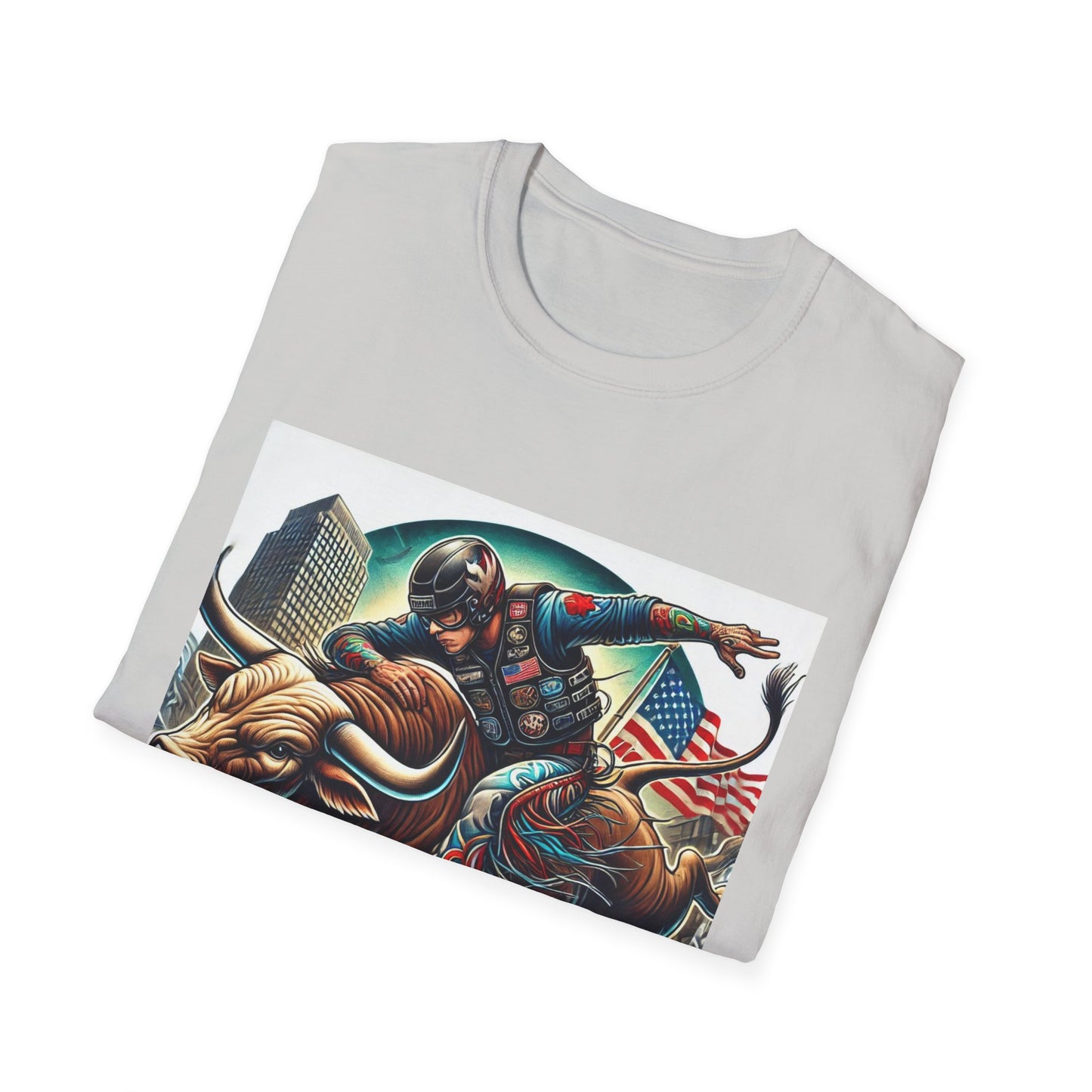 Professional Bull Riders 3D tattoo image featuring Albany City in New York State Unisex Softstyle T-Shirt